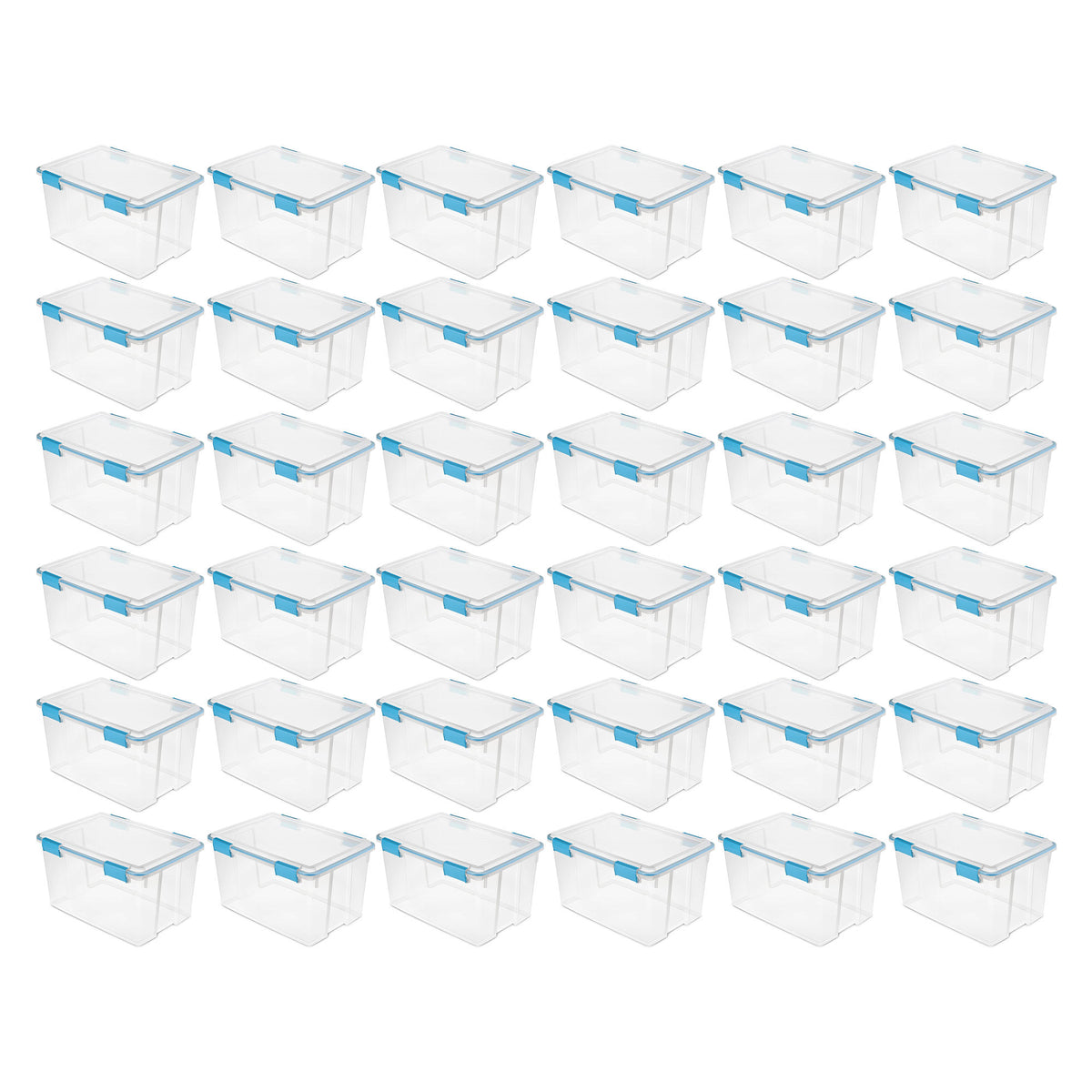 Sterilite 54-Qt Clear Plastic Stackable Storage Bin w/ Gasket Latch Lid, 36 Pack