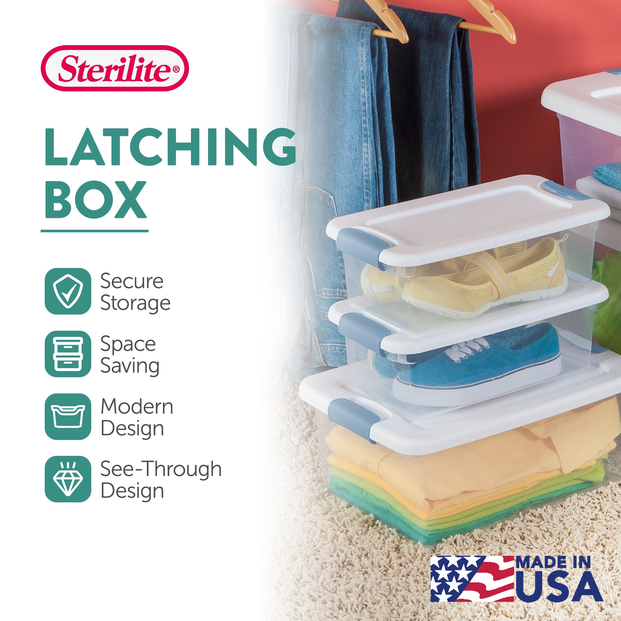 Sterilite 6-Quart Clear & Blue Stackable Latching Storage Container (48 Pack)