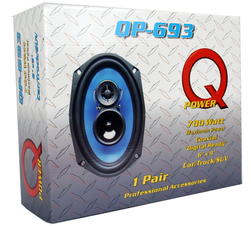 Q Power 6x9" 700 Watt 3-Way Car Audio Stereo Coaxial Speakers Pair (3 Pack)