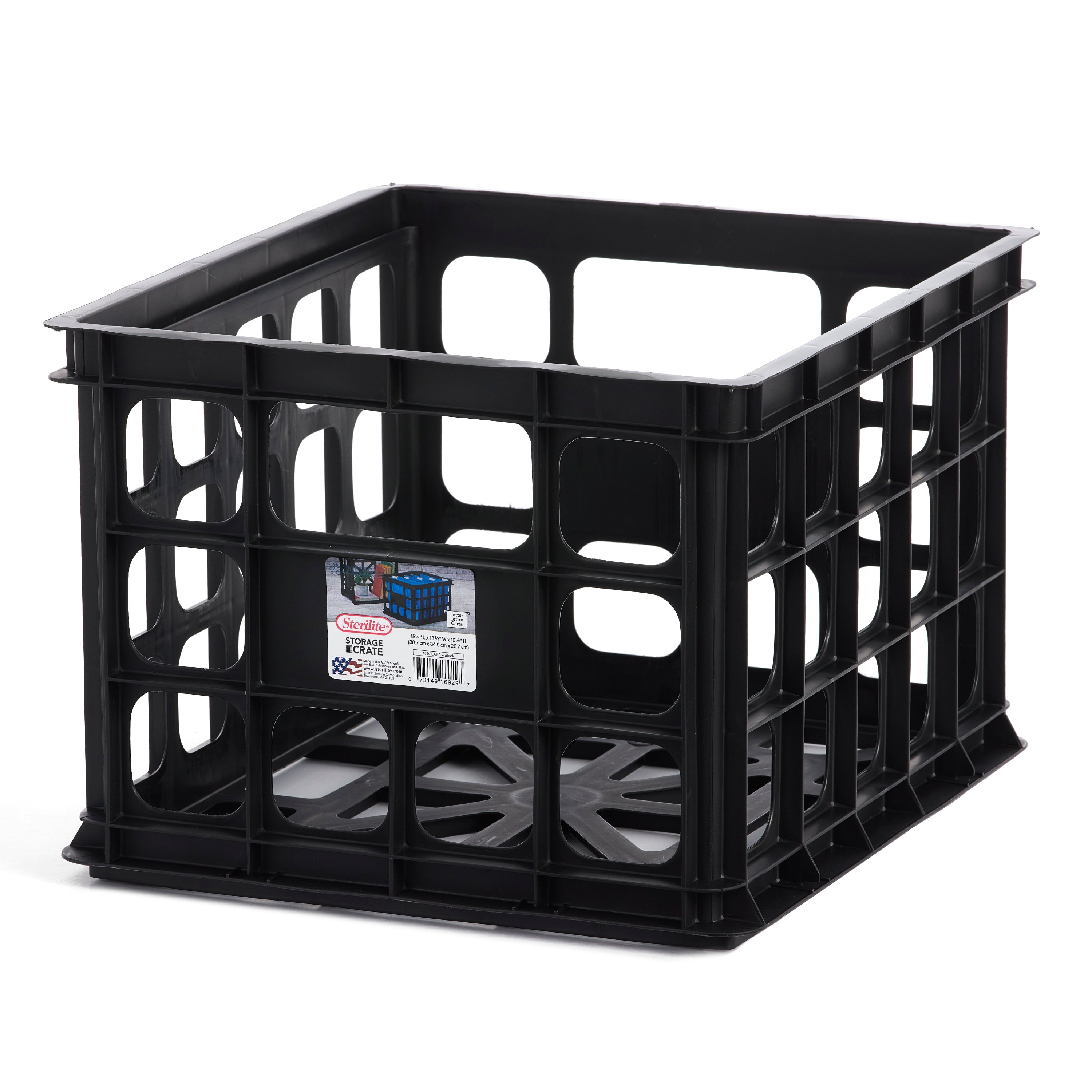 Sterilite 16929006 Plastic Black Storage Box Crate, Black (36 Pack)