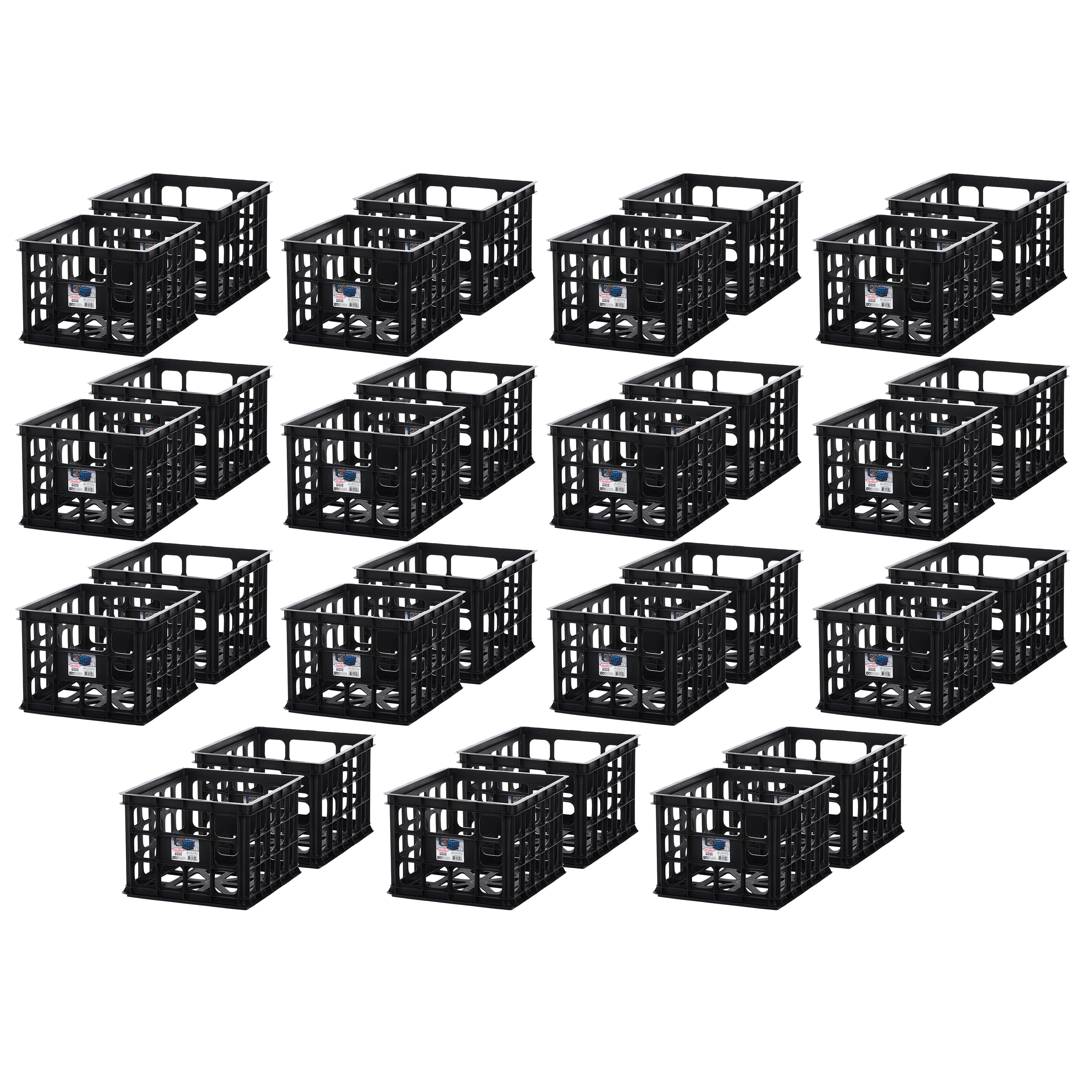 Sterilite Multipurpose Plastic Storage Box Organizing Crate, Black (30 Pack)