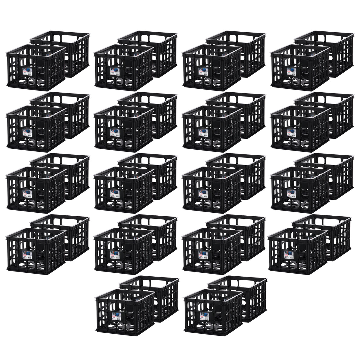 Sterilite 16929006 Plastic Black Storage Box Crate, Black (36 Pack)