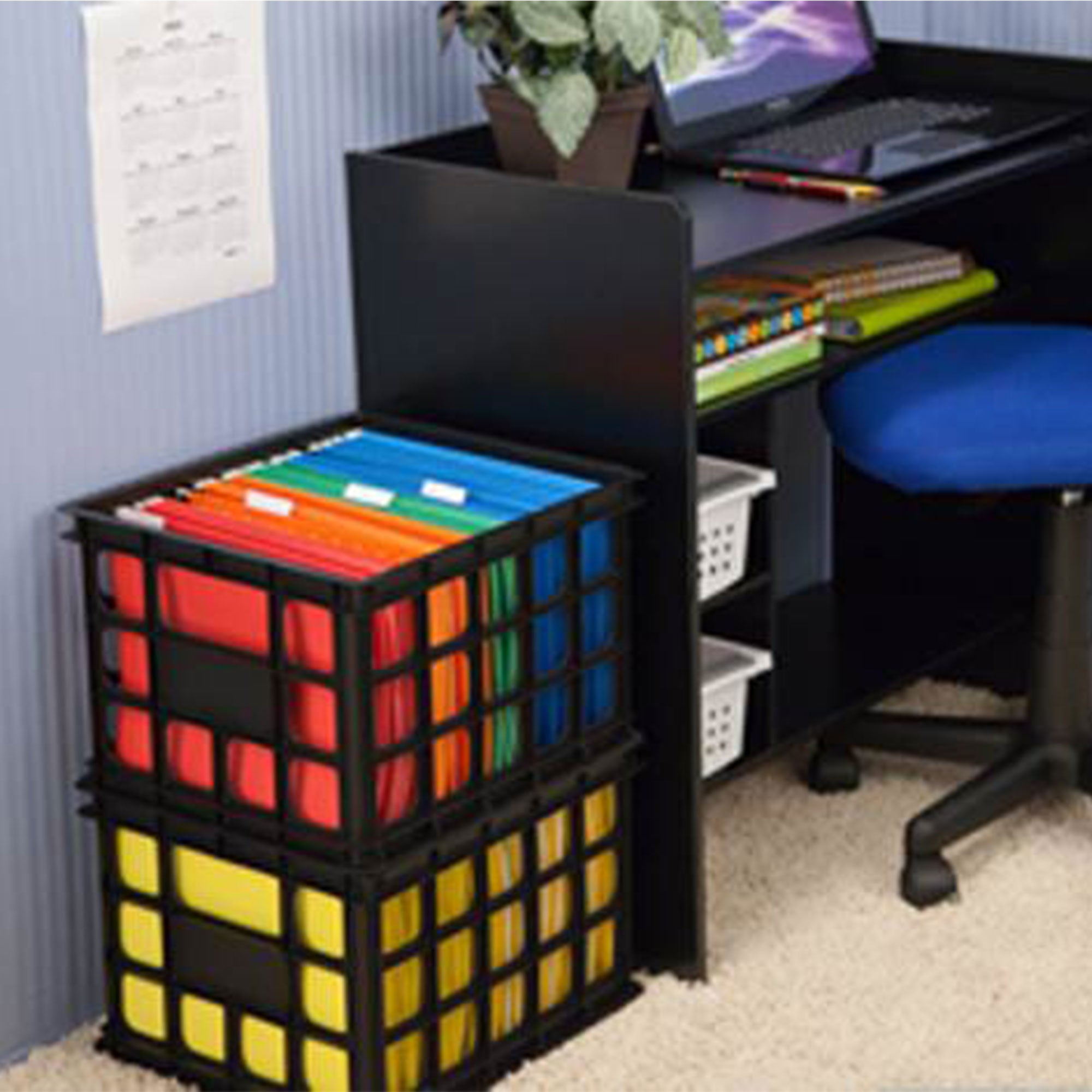 Sterilite Multipurpose Plastic Storage Box Organizing Crate, Black (30 Pack)