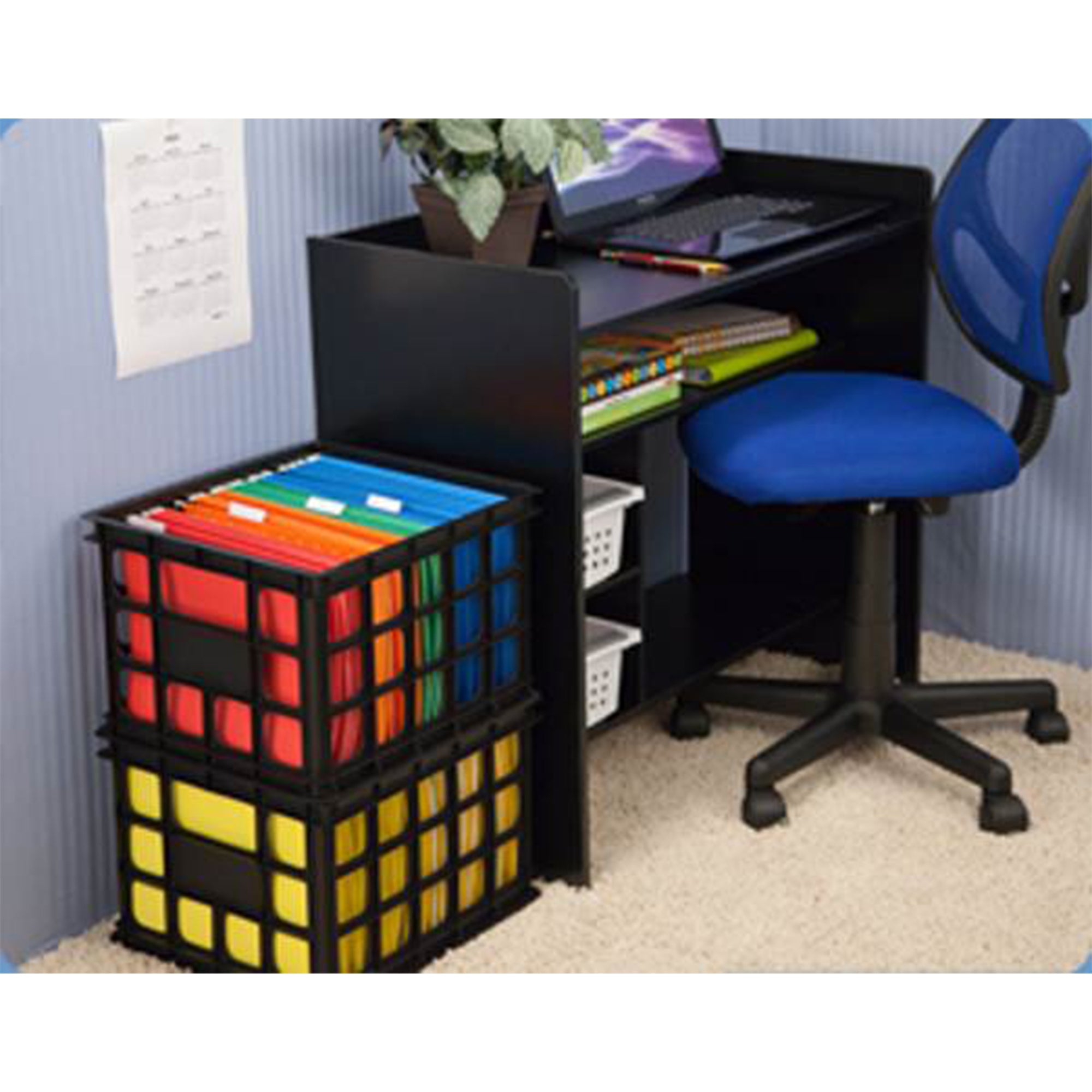 Sterilite 16929006 Plastic Black Storage Box Crate, Black (36 Pack)