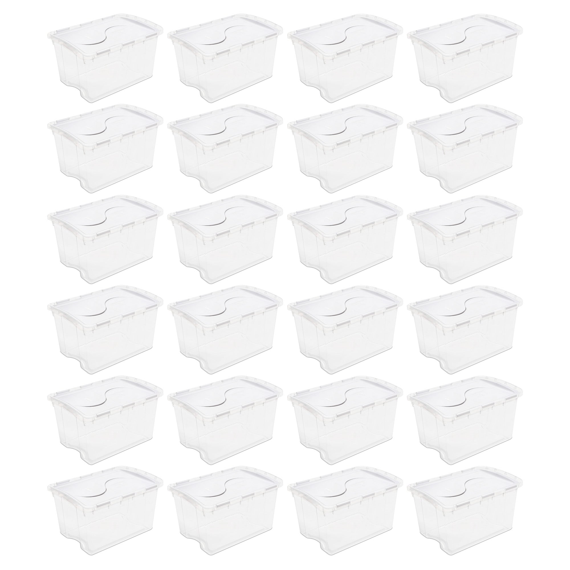 Sterilite 48 Qt Hinged Lid Storage Box Plastic Stackable Bin with Lid, 24 Pack