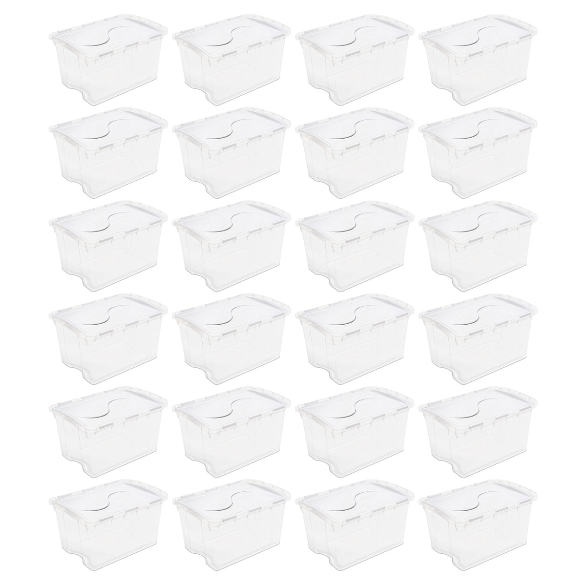 Sterilite 48 Qt Hinged Lid Storage Box Plastic Stackable Bin with Lid, 24 Pack