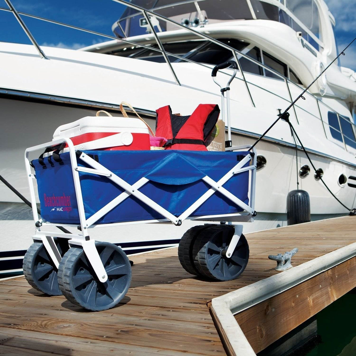 Mac Sports Collapsible Folding All Terrain Beach Utility Wagon Cart (2 Pack)