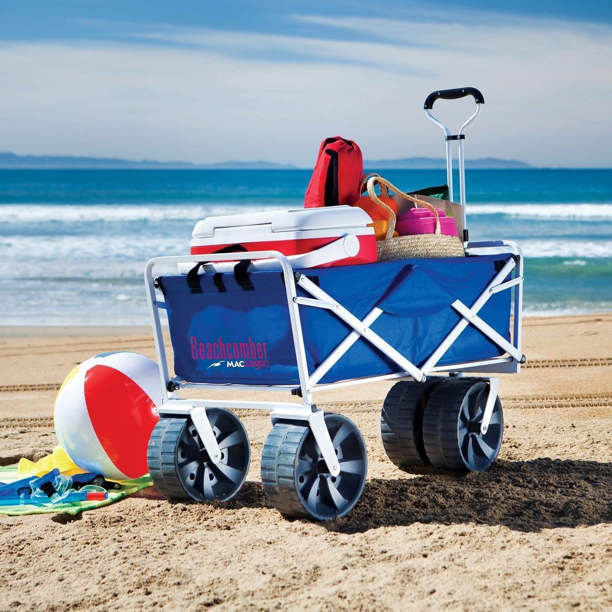 Mac Sports Collapsible Folding All Terrain Beach Utility Wagon Cart (2 Pack)