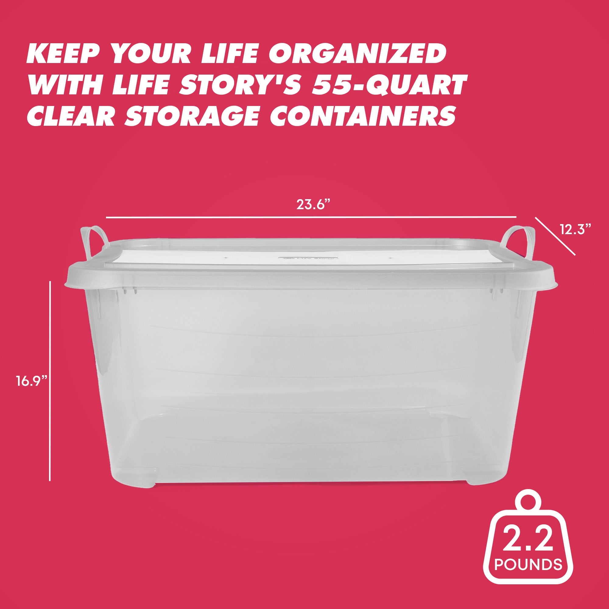 Life Story Clear Stackable Closet Organization & Storage Box, 55 Quart (24 Pack) - VMInnovations