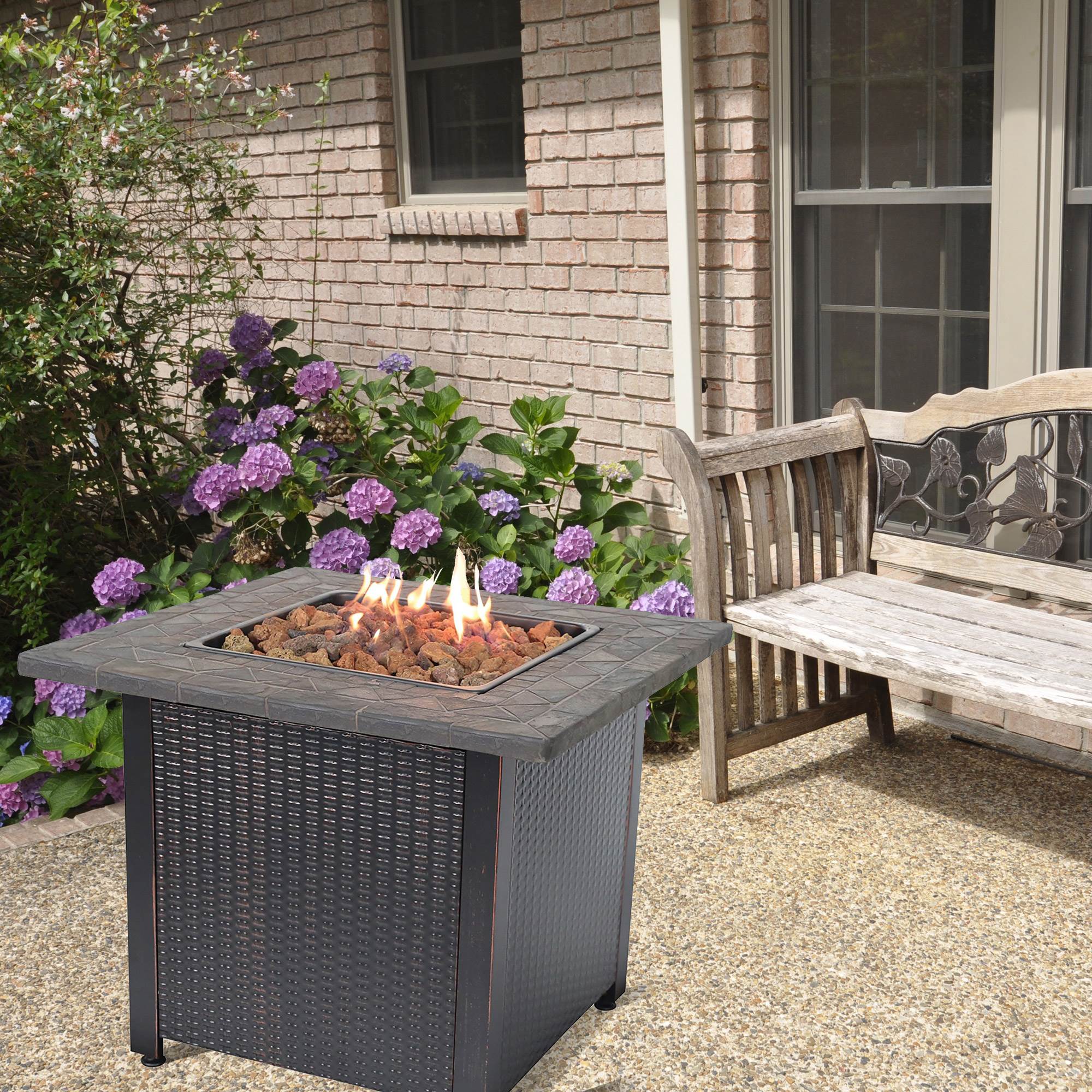 Endless Summer 30 inch Gas Firepit with Lava Rock and Real Slate Mantel (2 Pack) - VMInnovations