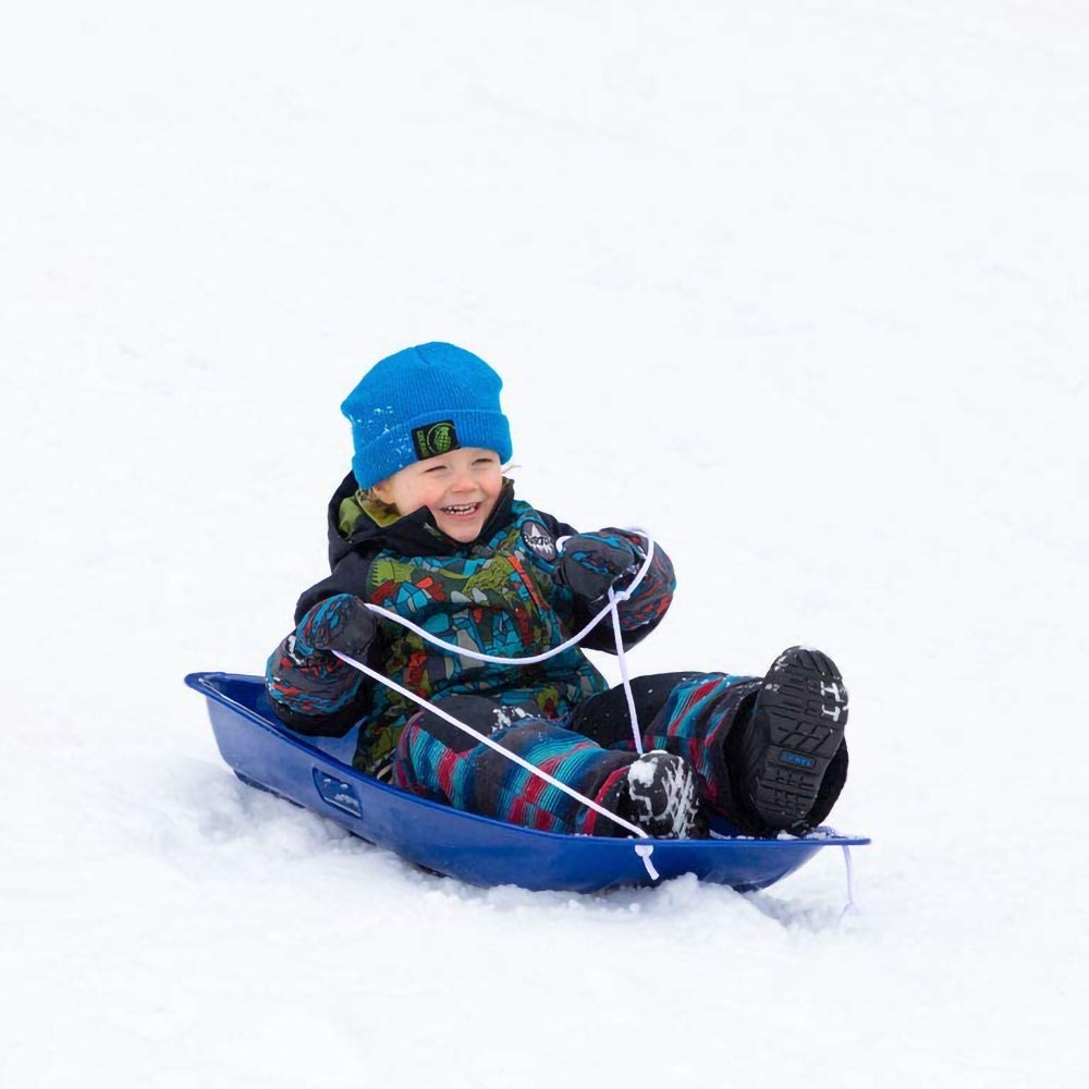 Lucky Bums Kids 35 Inch Plastic Snow Toboggan Sled with Rope, Green & Neon Pink