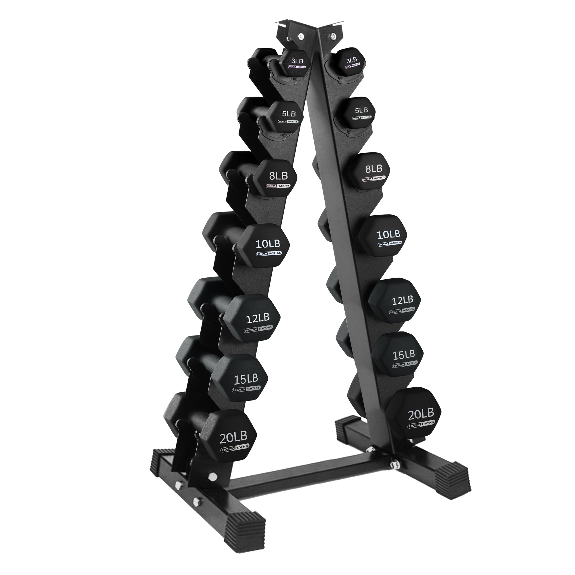 HolaHatha 146 Pound Neoprene Dumbbell Full Body Weight Set with Storage Rack - VMInnovations