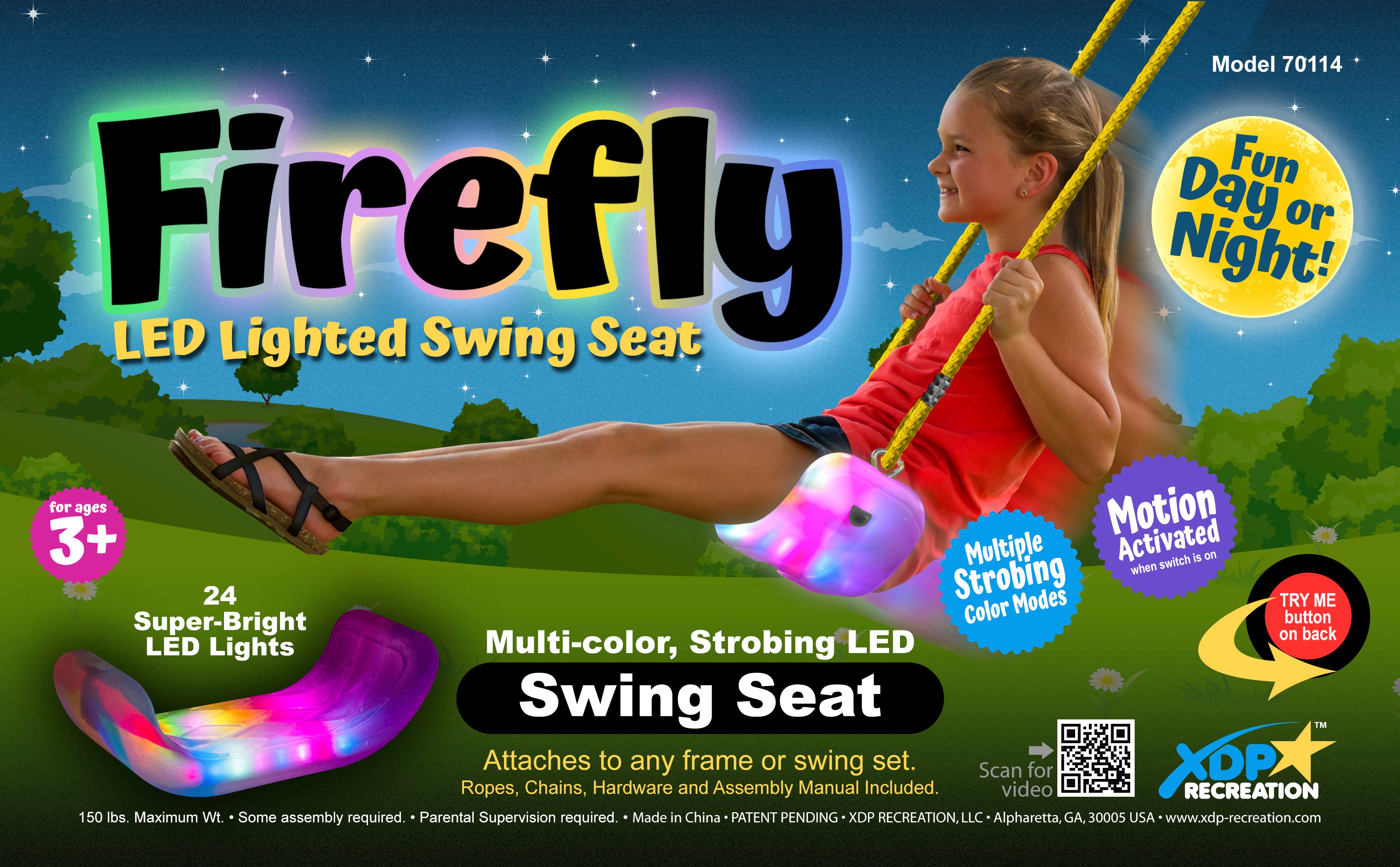 XDP Recreation Firefly Outdoor LED Kids Tree Swing with Hardware (For Parts) - VMInnovations