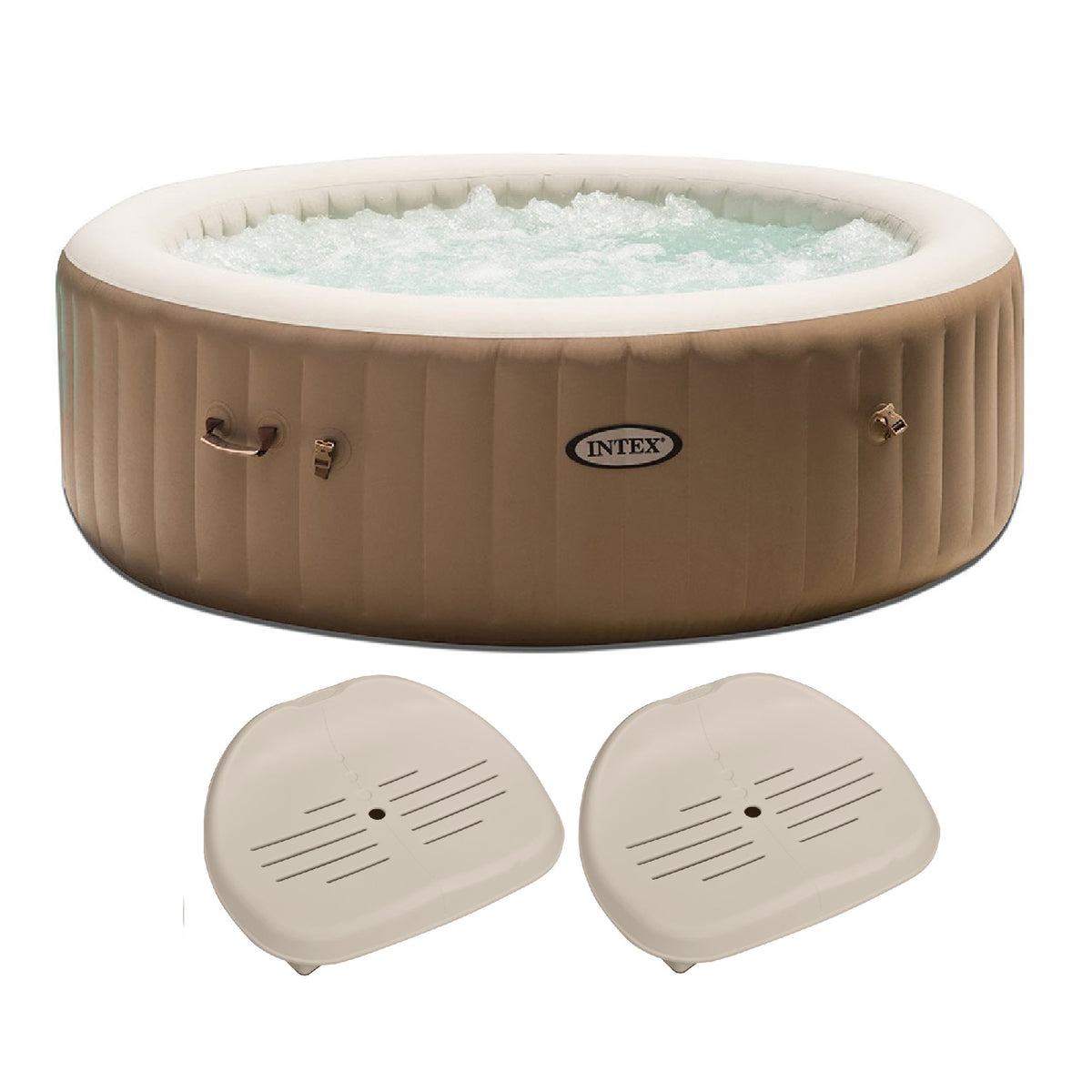 Intex PureSpa 85 Inch 6 Person Inflatable Round Hot Tub & 2 Inflatable Seats