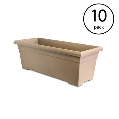 Akro Mils 28x6x12.28" Outdoor Plastic Romana Planter Box, Sandstone Tan (10 Pk)