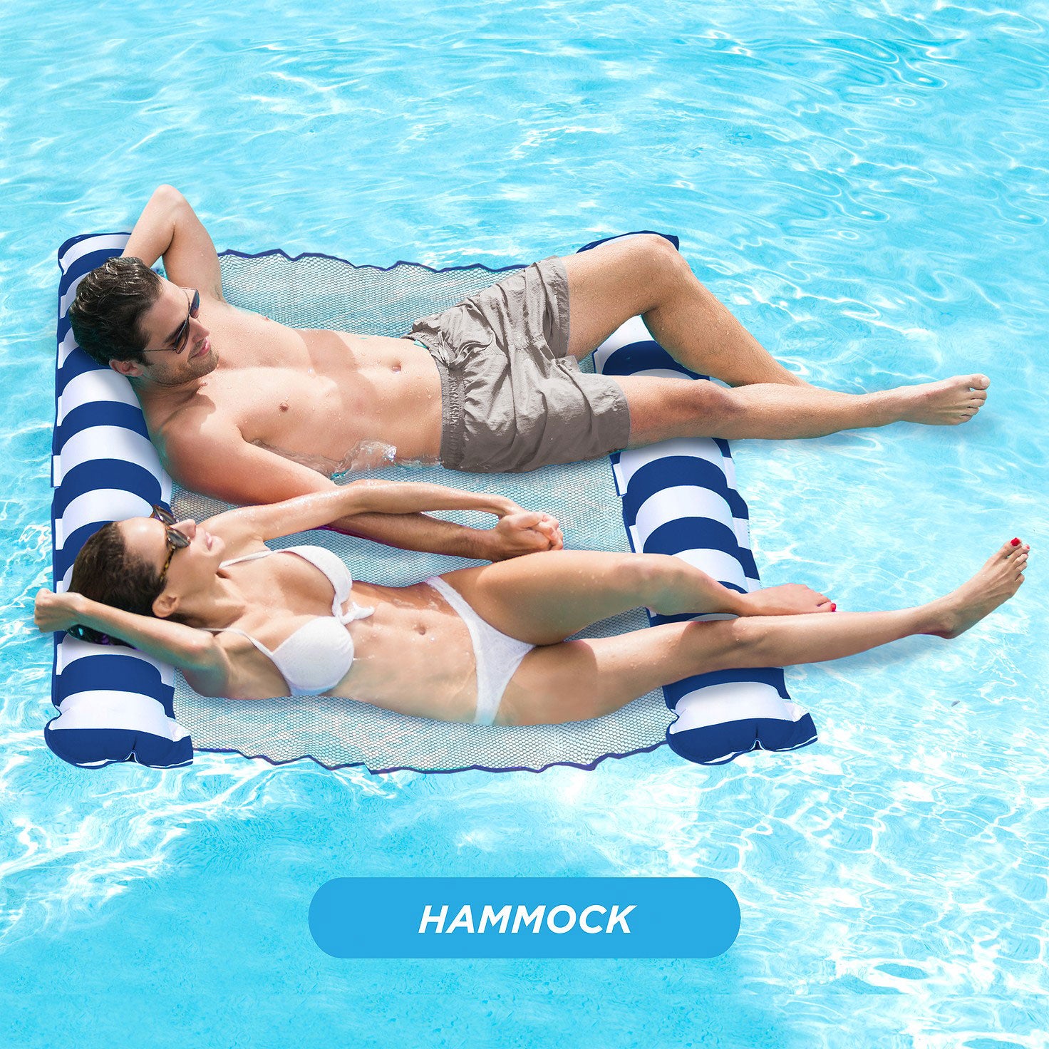 Aqua Leisure Catalina Hammock Inflatable 2 Person Pool Float, Blue
