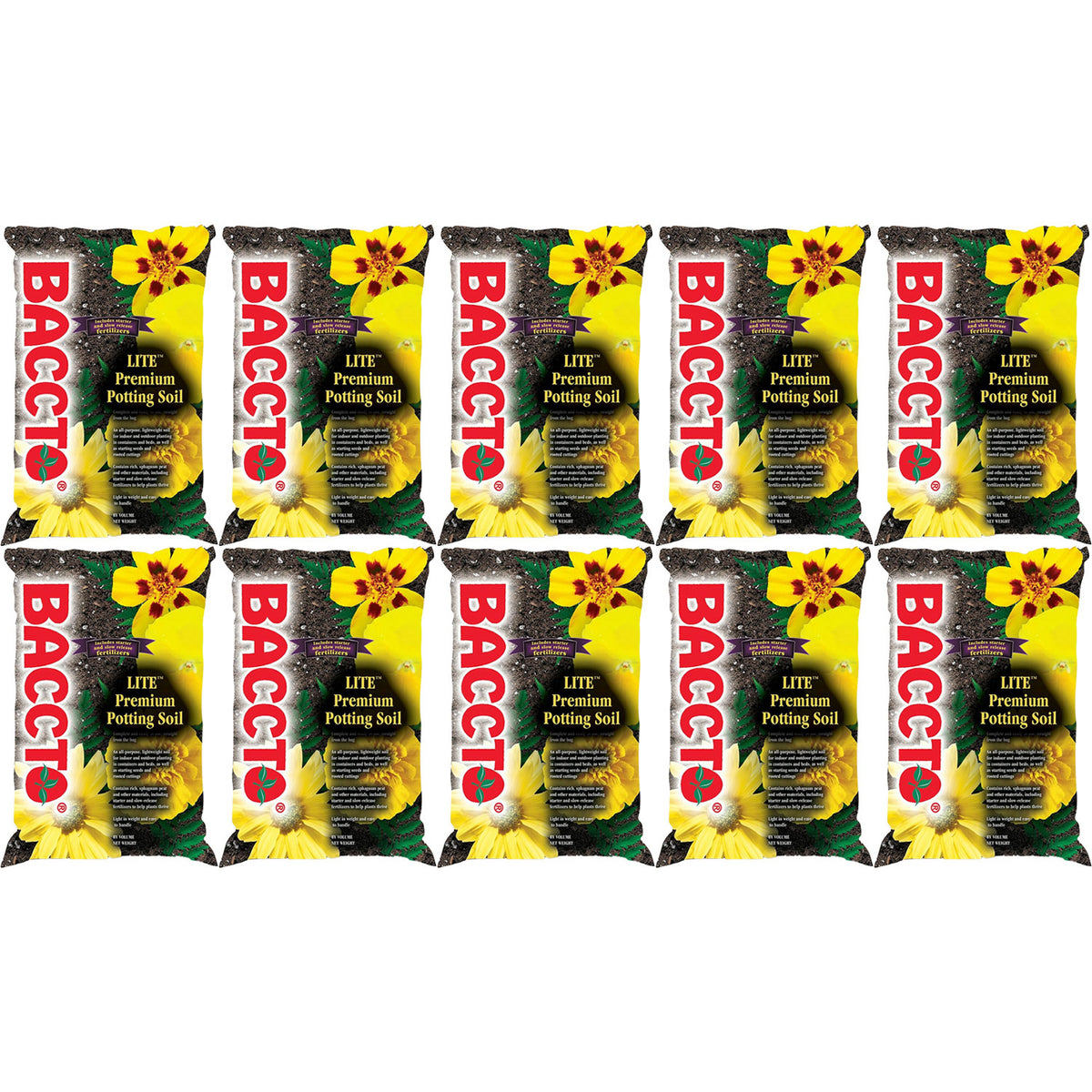 Michigan Peat 1420 Baccto Lite Premium Potting Soil, 20 Quart Bag (10 Pack)