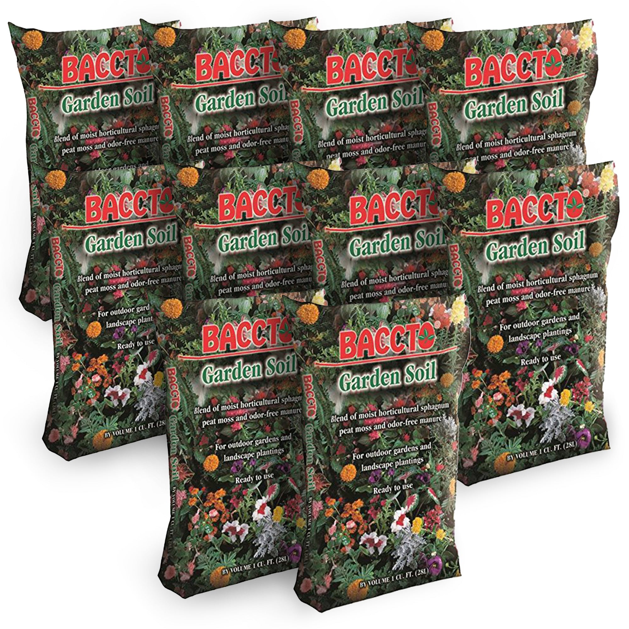 Michigan Peat Company BACCTO Garden Soil for Plants & Veggies, 1 Cu Ft, 10 Pack