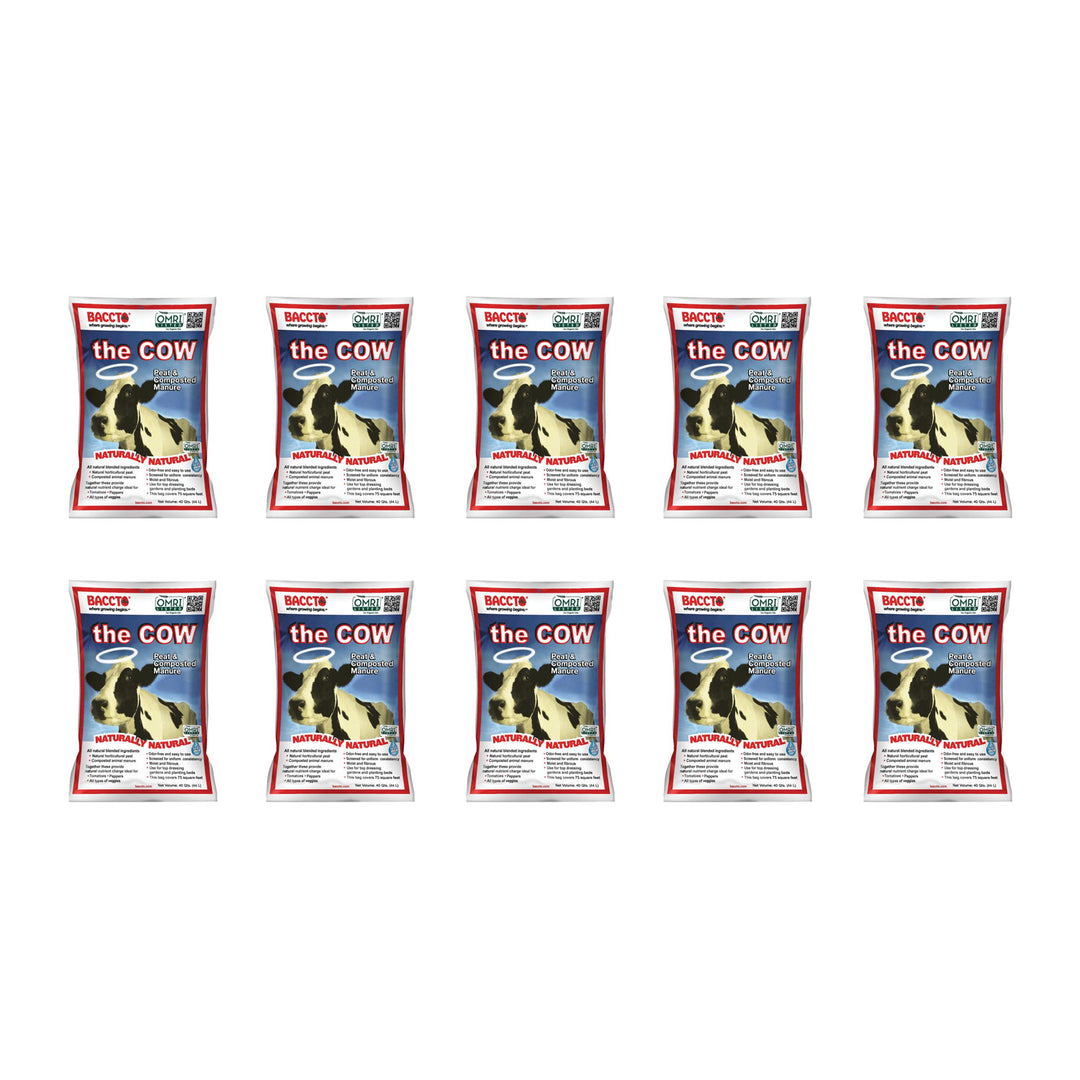 Baccto Wholly Cow Horticulture Peat & Composted Manure, 40 Quarts (10 Pack) - VMInnovations
