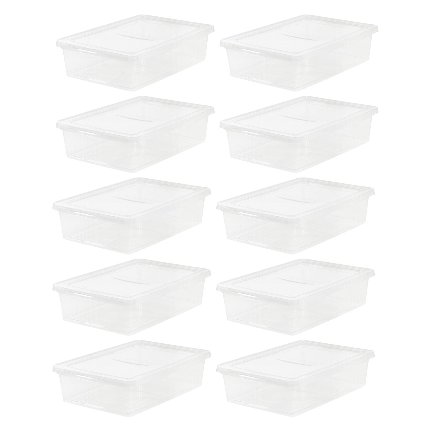 IRIS USA 28 Quart Plastic Storage Box Container with Lid, Clear (10-pack)