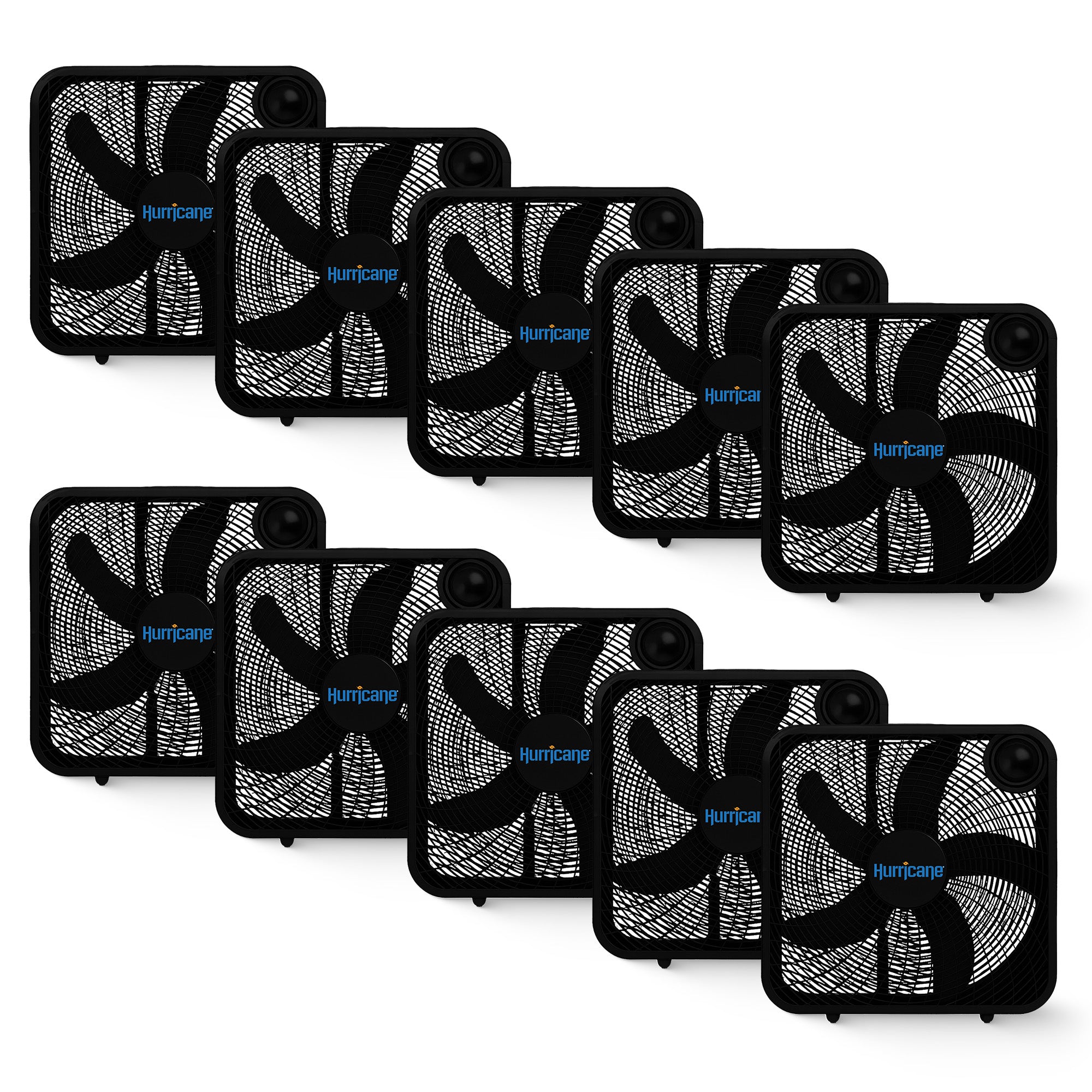 Hurricane 20" Classic Series Floor Box Fan with 3 Speed Settings, Black, 10 Pack - VMInnovations