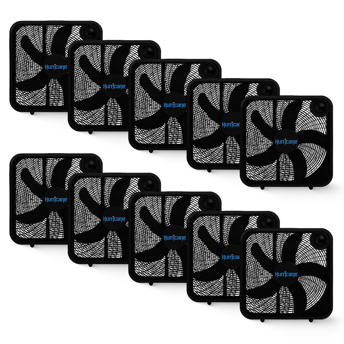 Hurricane 20" Classic Series Floor Box Fan with 3 Speed Settings, Black, 10 Pack