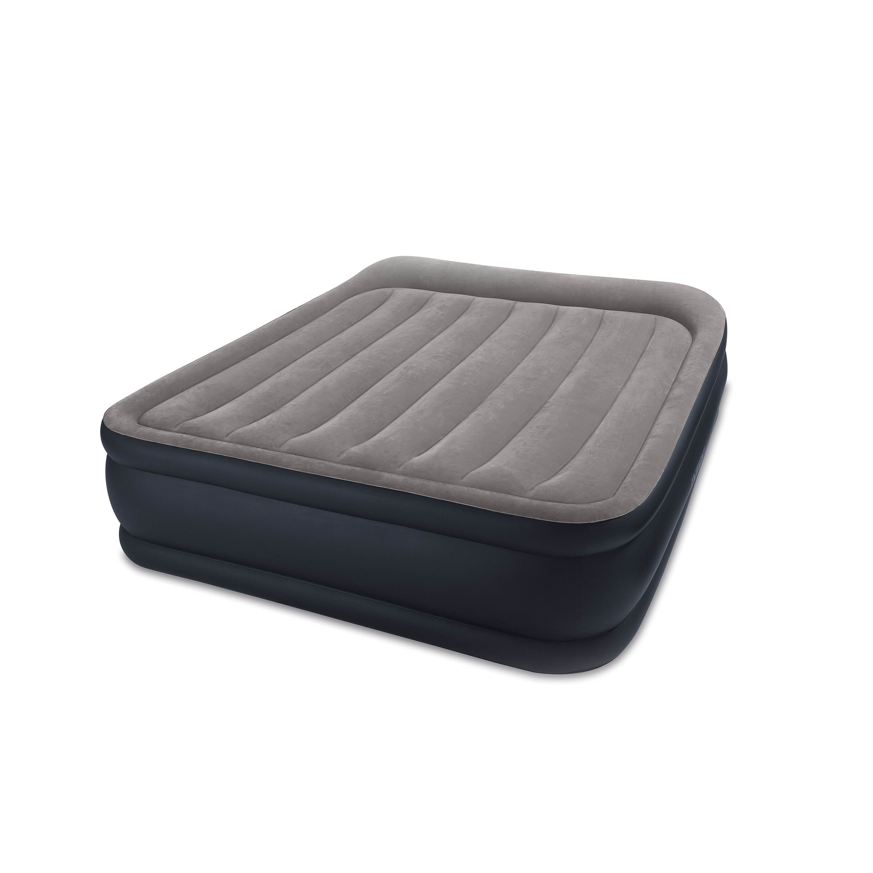 Intex Deluxe Queen + Twin Pillow Rest Built-In Pump Fiber-Tech Air Mattress