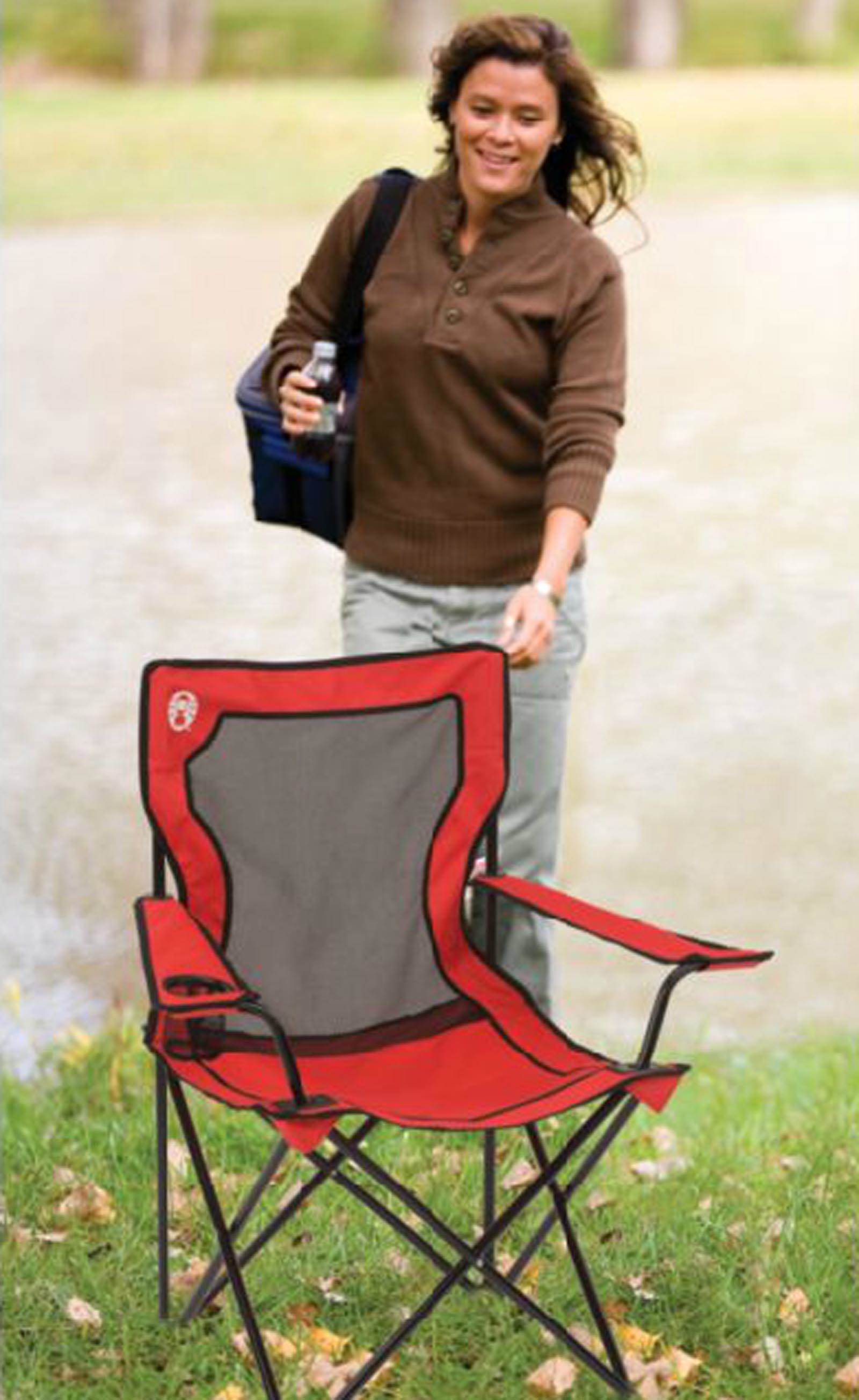 NEW! COLEMAN Broadband Camping Folding Quad Chair w/ Mesh Back Bag (3 Pack)