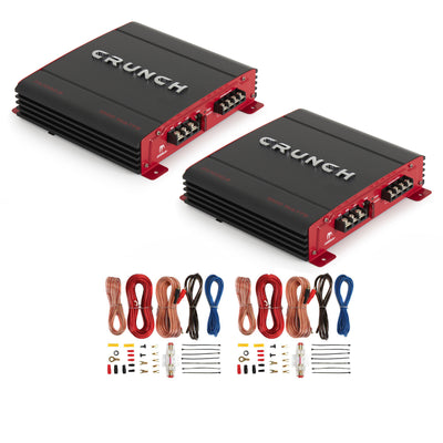 Crunch PX-1000.2 2 Channel 1000W Car Stereo Amplifier + Amp Wiring Kit (2 Pack) - VMInnovations