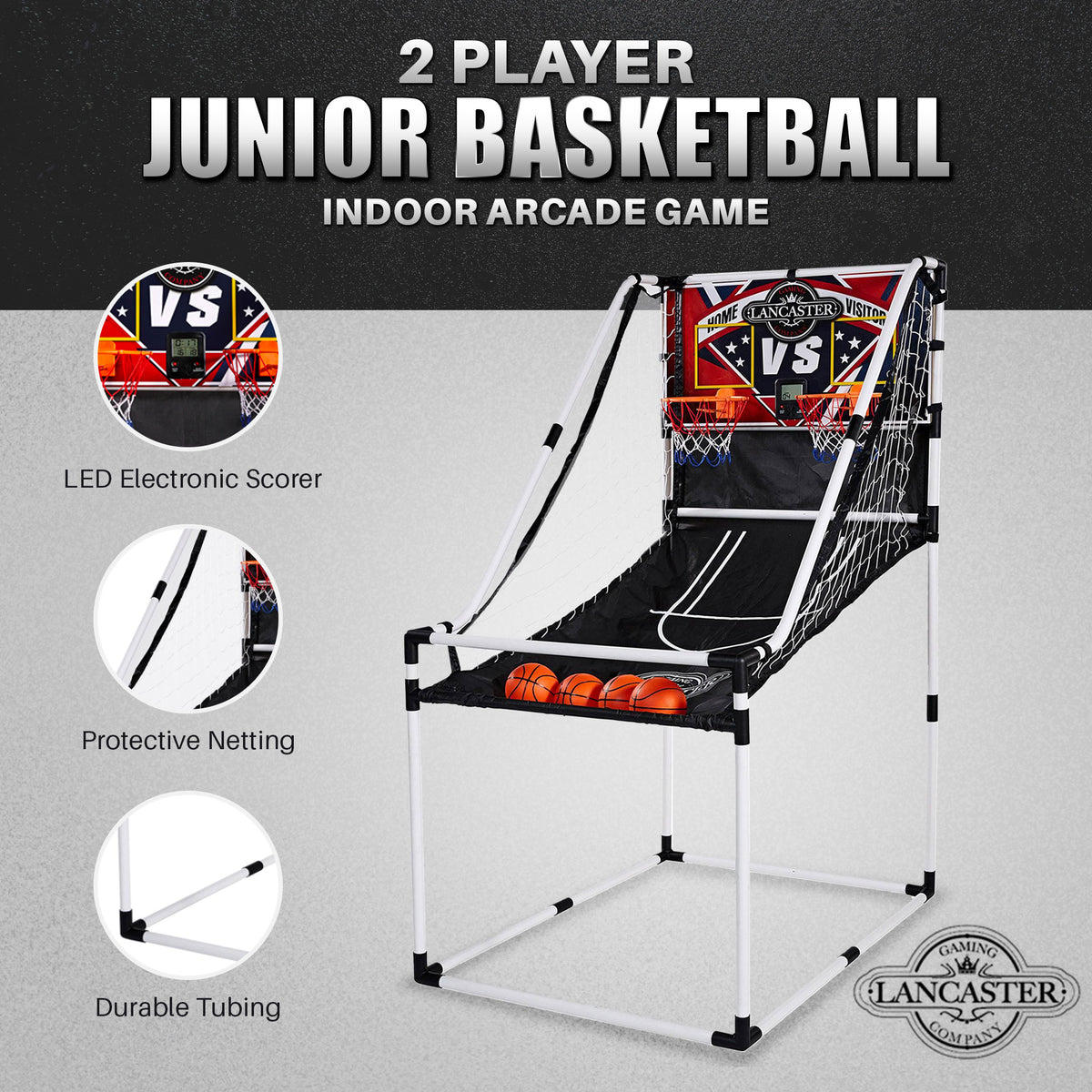 Lancaster 2 Player Junior Arcade Basketball Dual Hoop Shooting Game (Open Box) - VMInnovations