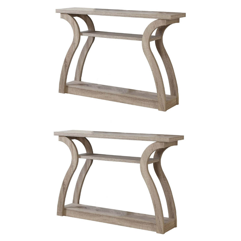 Monarch Modern 3 Shelf 47" Wood Console Accent End Table, Dark Taupe (2 Pack)