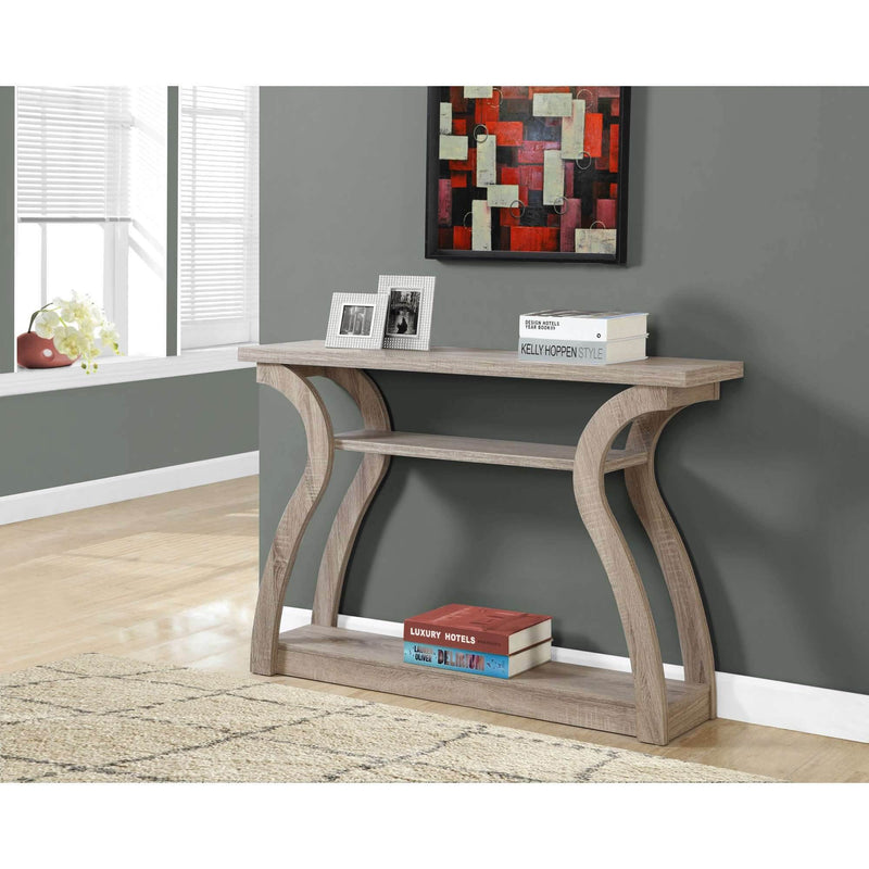 Monarch Modern 3 Shelf 47" Wood Console Accent End Table, Dark Taupe (2 Pack)