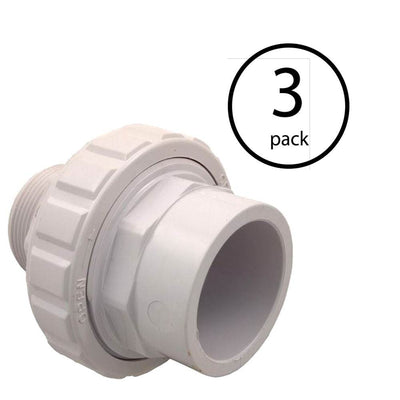Hayward 1-1/2" x 1-1/2" MIP White ABS Flush Male/Female Socket Union (3 Pack)