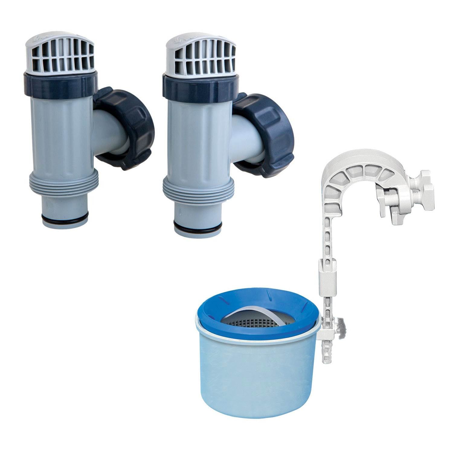 Intex Above Ground Plunger Valve Replacement Part (2 Pack) and Surface Skimmer
