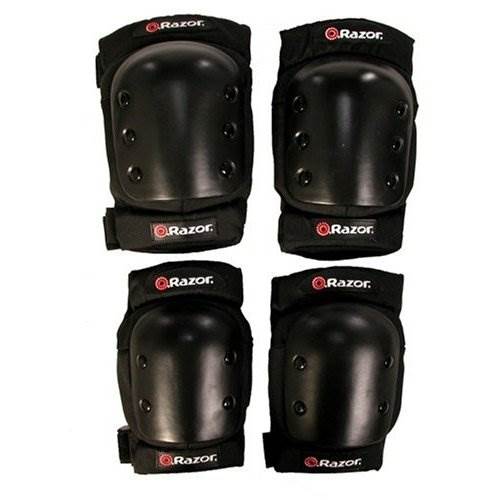 Razor Youth Full Face Riding Sport Scooter Helmet, Black + Elbow and Knee Pads