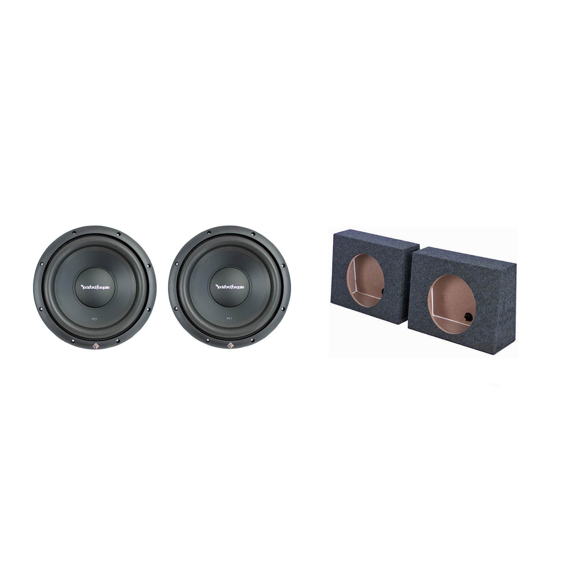 Rockford Fosgate R1S4-10 10" Prime 300W 4-Ohm SVC 2 Subwoofers + 2 Sealed Box