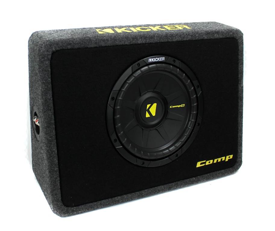 Kicker TCompS 600W Thin Mount Subwoofer & Box (2 Pack) (Certified Refurbished)