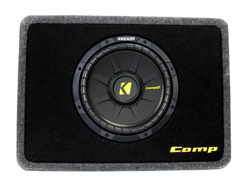 Kicker TCompS 600W Thin Mount Subwoofer & Box (2 Pack) (Certified Refurbished)
