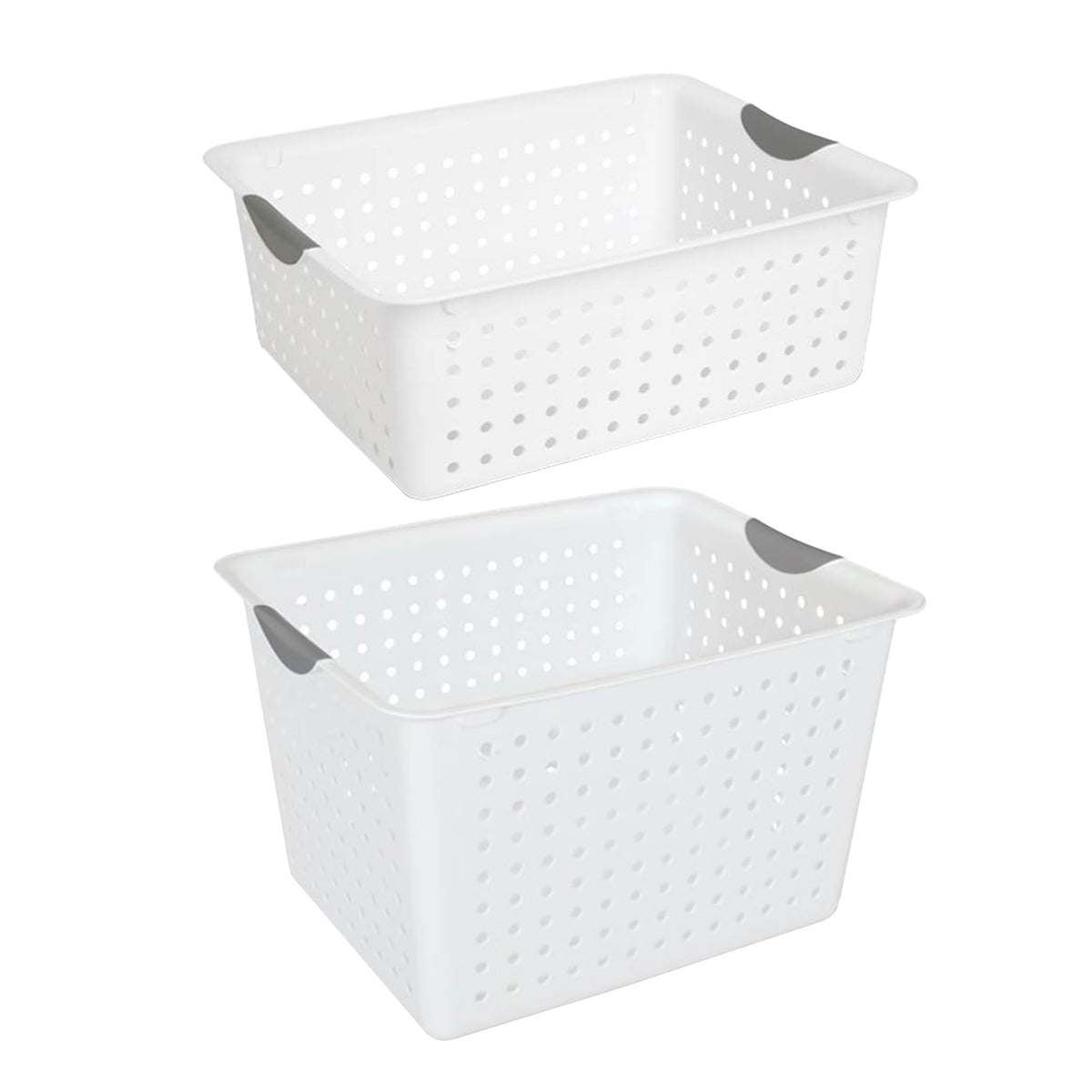 Sterilite Set of Ultra Plastic Storage Bin Baskets w/ Handles, 12 Large, 6 Deep