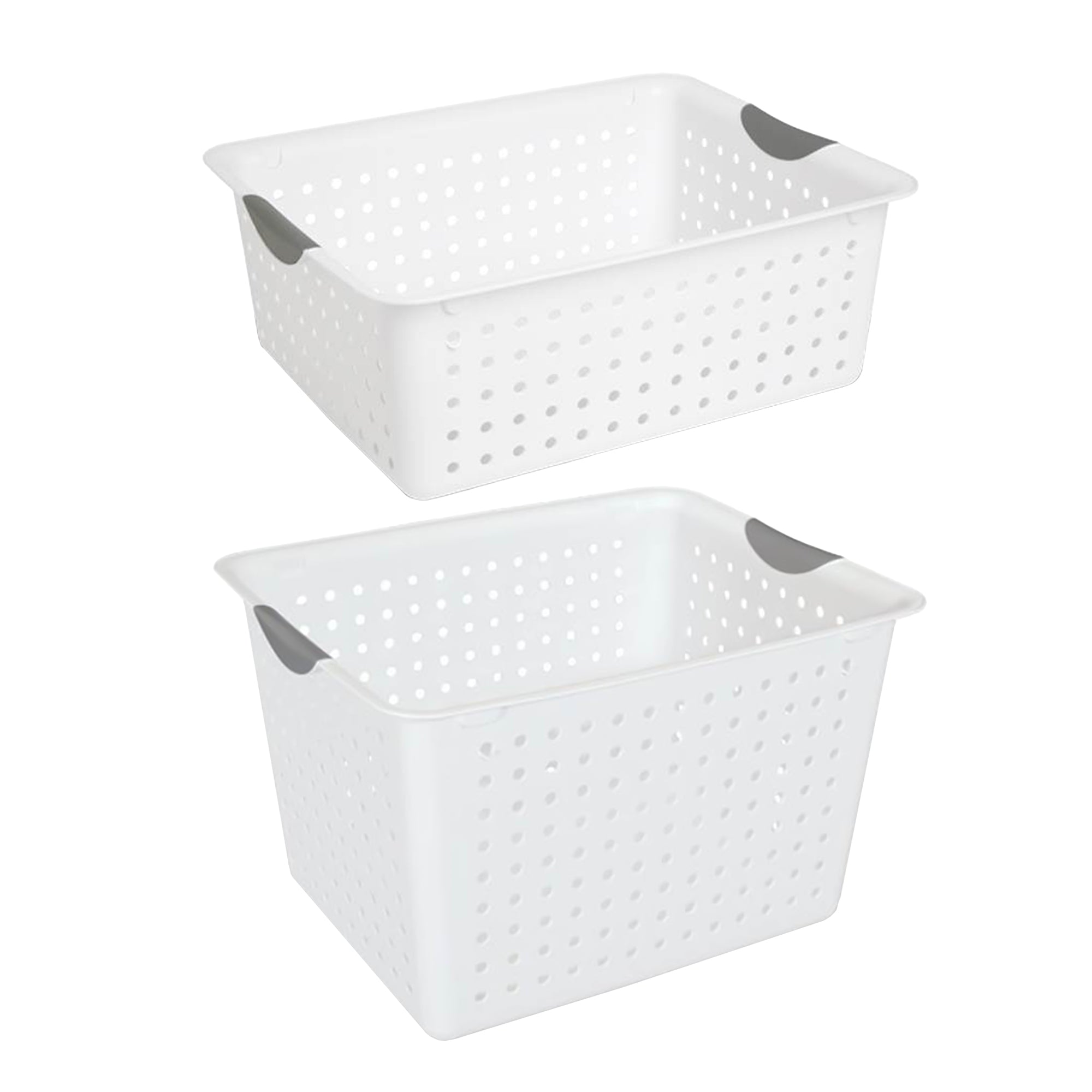 Sterilite Set of Ultra Plastic Storage Bin Baskets w/ Handles, 12 Large, 6 Deep