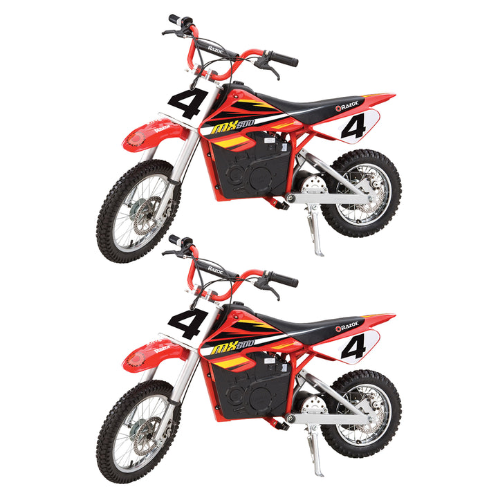 Razor MX500 Dirt Rocket 36V Electric Toy Motocross Dirt Bike, Red (2 Pack) - VMInnovations