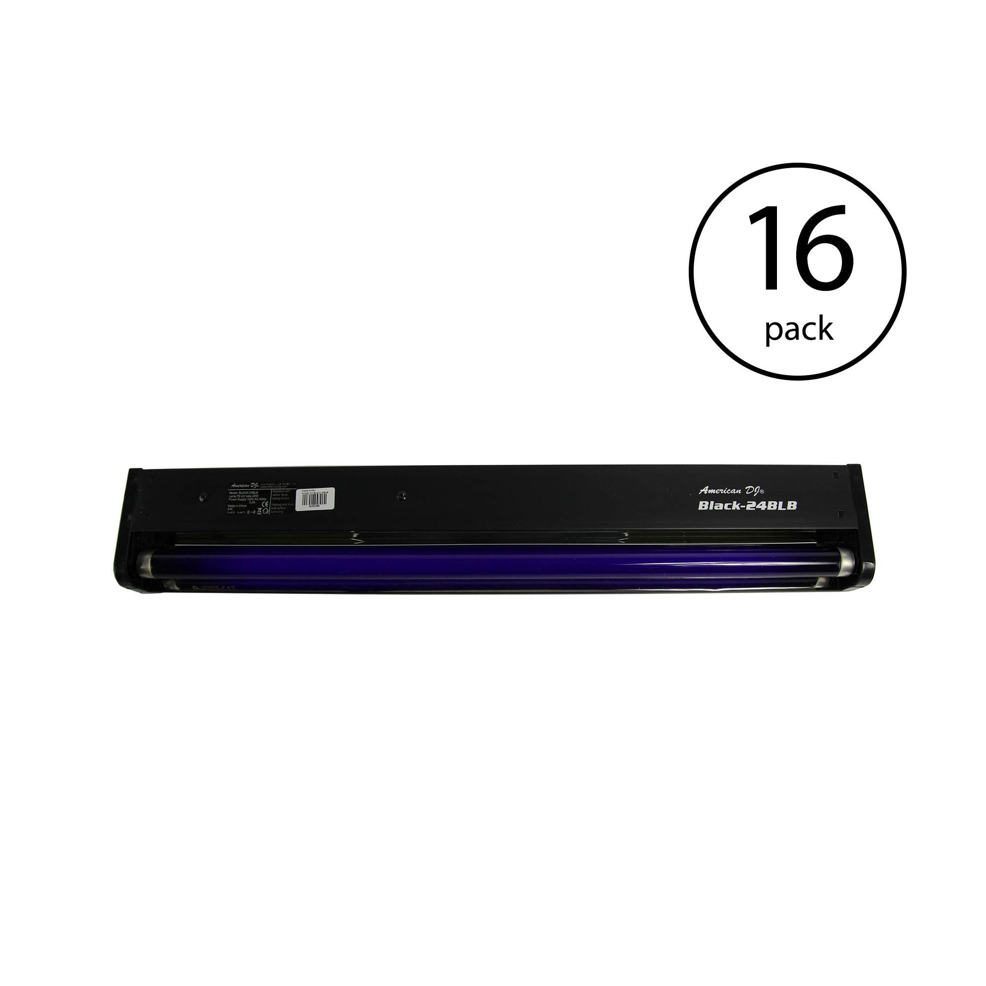 American DJ 24 Inch 20W Black Light Tube And Fixture For DJ Set/Party (16 Pack)