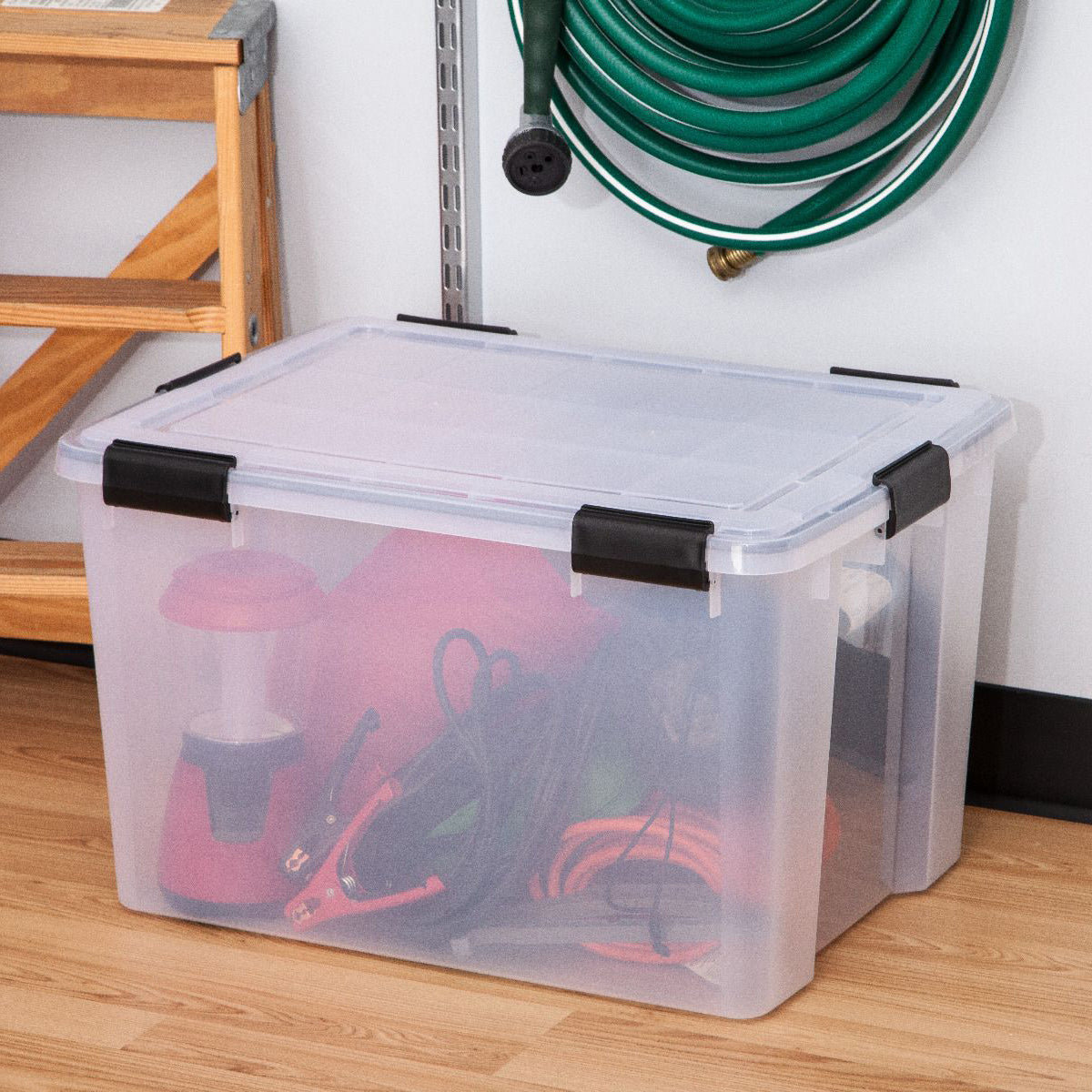 IRIS USA 8 Pack Weathertight 74 Quart Buckle Down Storage Box Container, Clear - VMInnovations