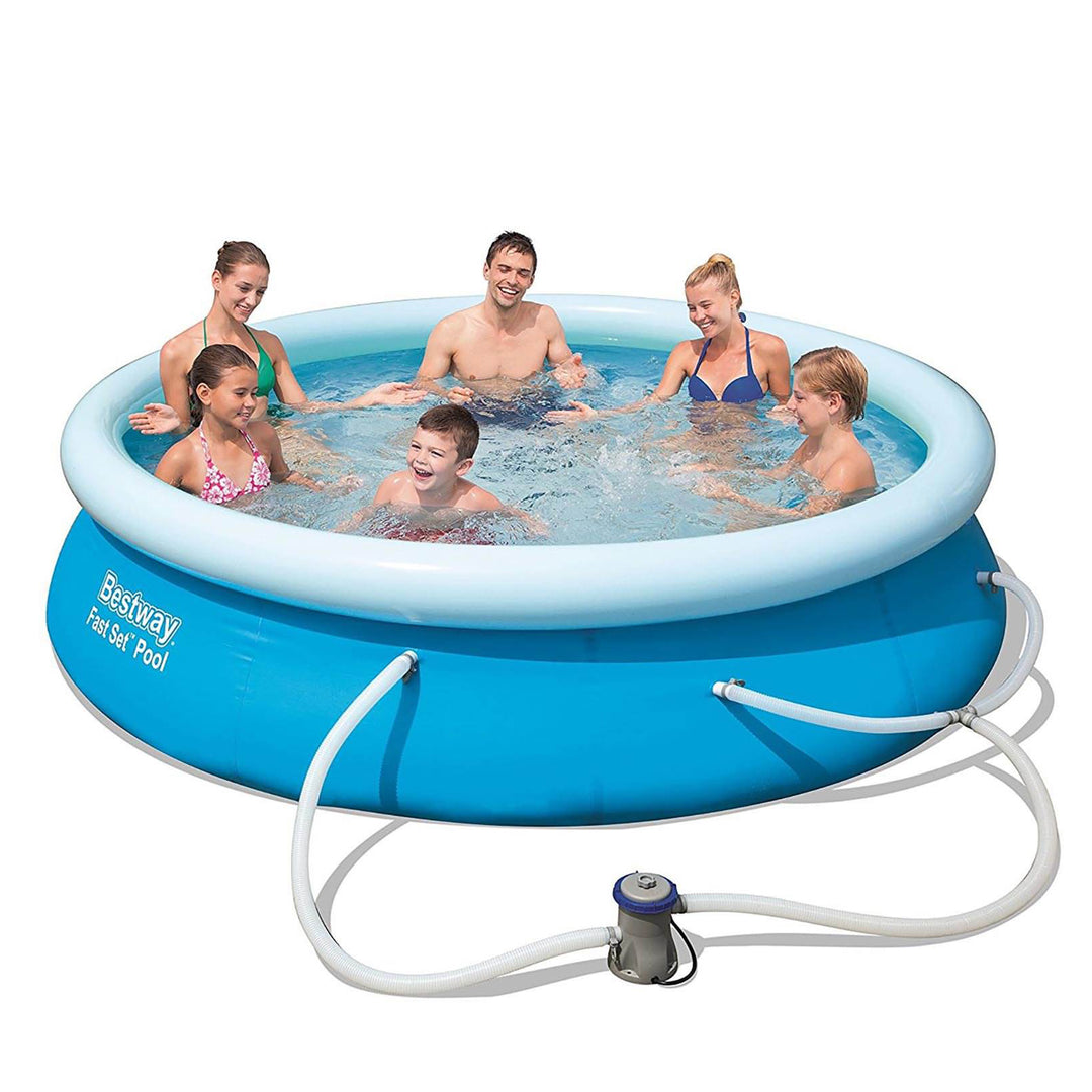 Bestway 10 Foot x 30 Inch Above Ground Pool System and Intex Round Pool Cover - VMInnovations