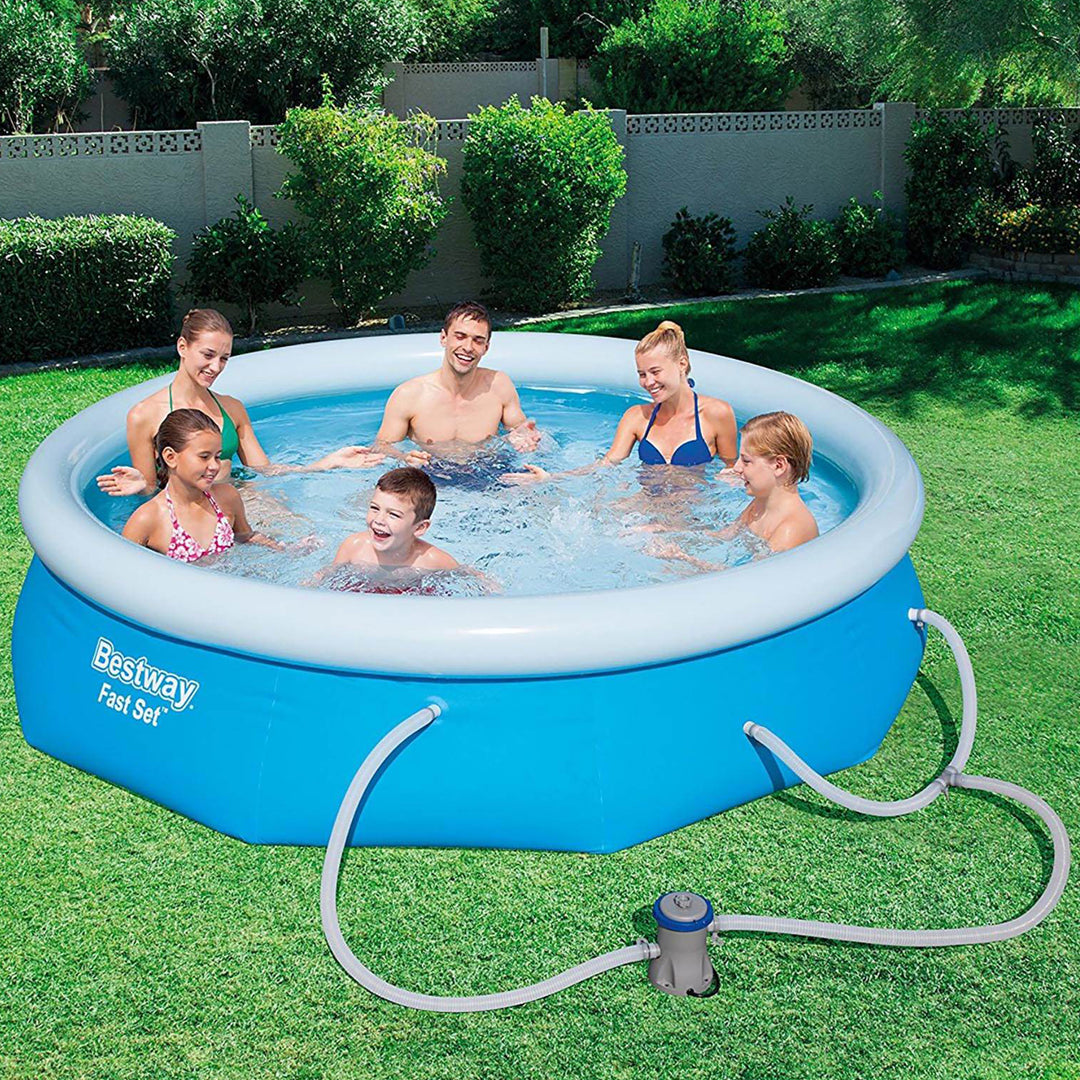 Bestway 10 Foot x 30 Inch Above Ground Pool System and Intex Round Pool Cover - VMInnovations