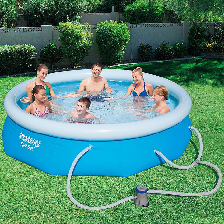 Bestway 10 Foot x 30 Inch Above Ground Pool System and Intex Round Pool Cover - VMInnovations