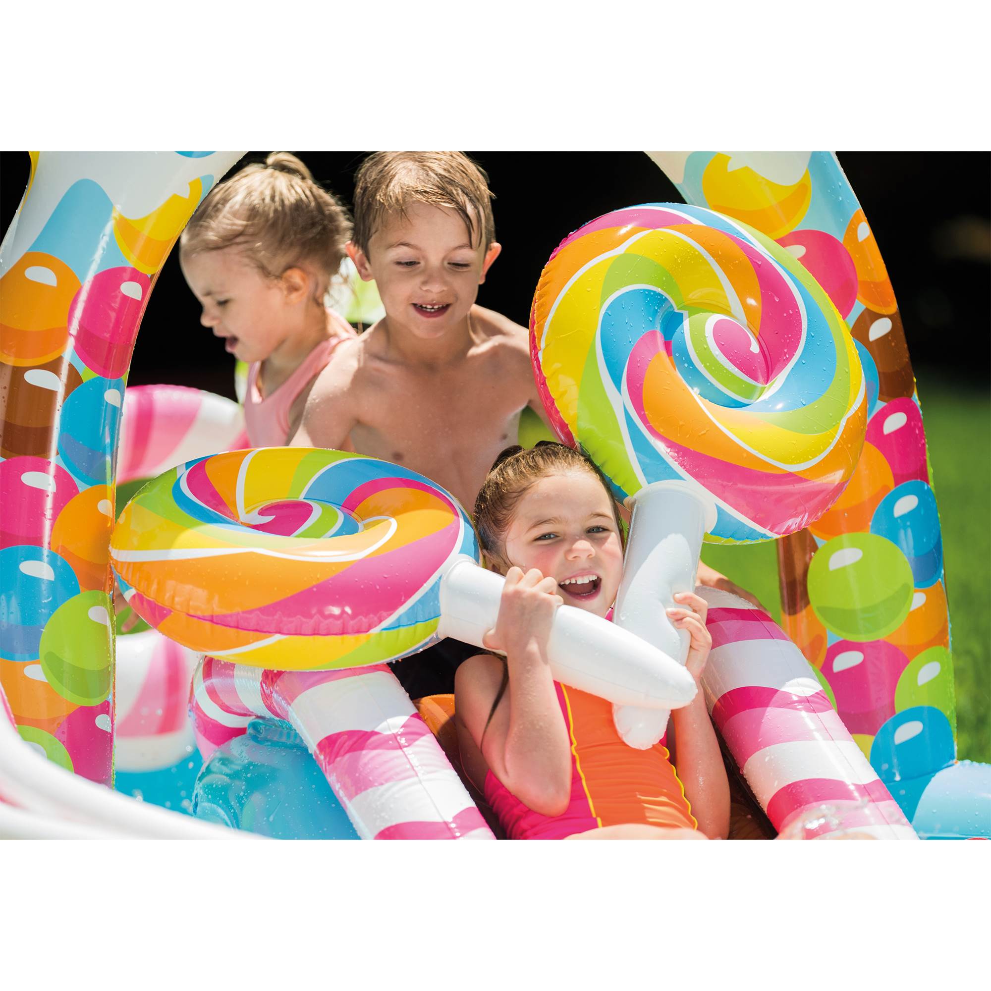Intex 9 x 6 Foot Inflatable Candy Zone Play Center Pool with Waterslide (2 Pack) - VMInnovations