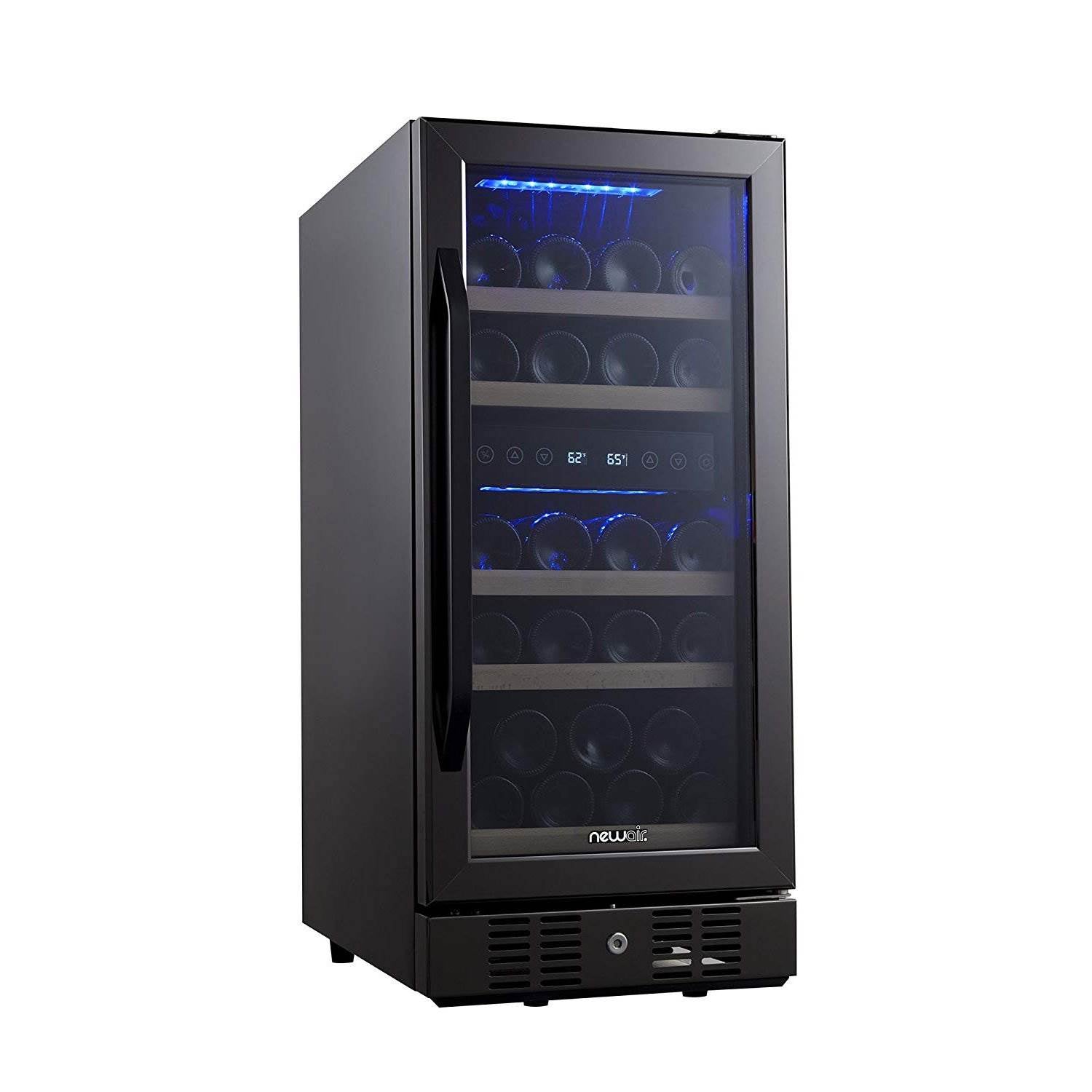 NewAir AWR-290DB 29 Bottle Built In Compressor Adjustable Wine Cooler, Black