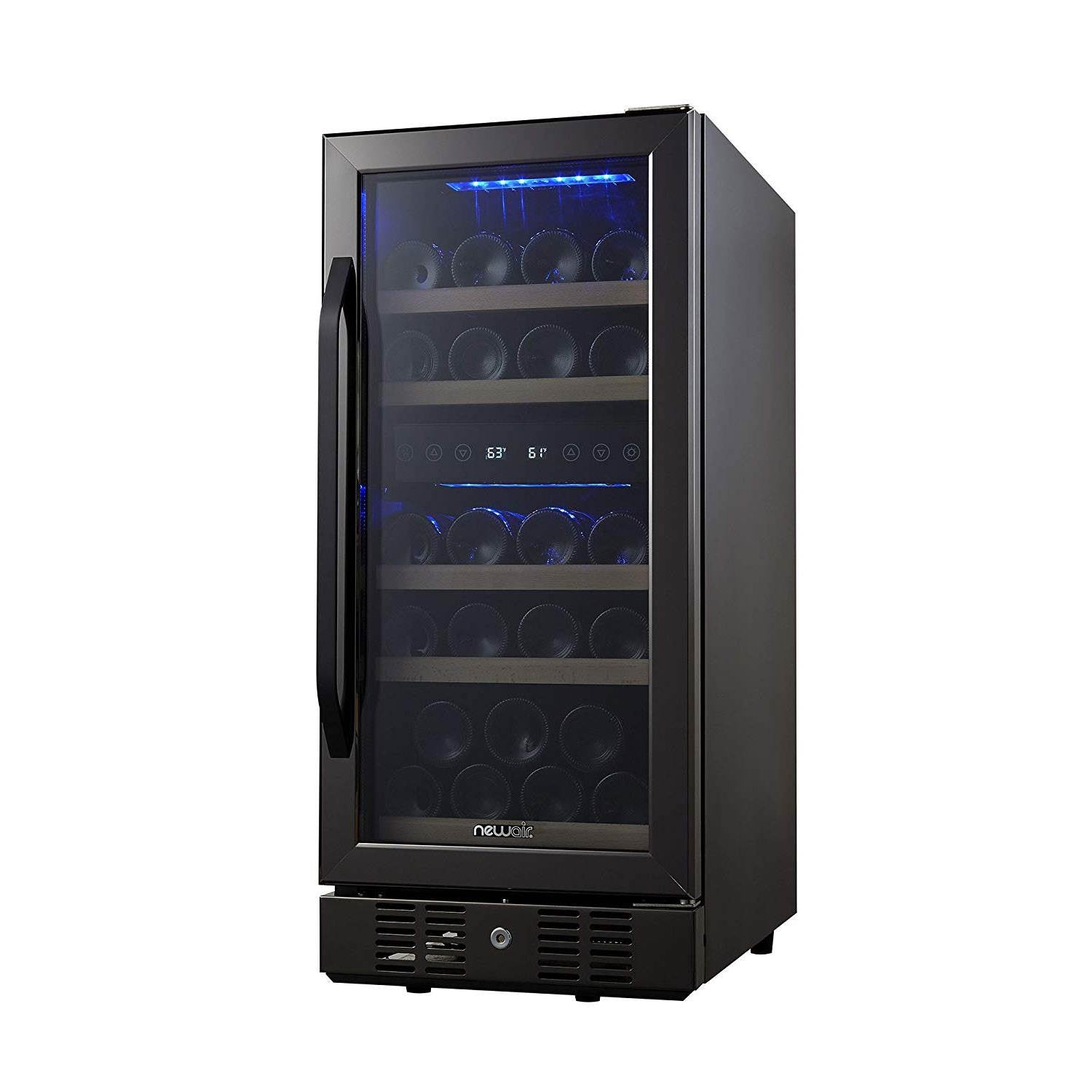 NewAir AWR-290DB 29 Bottle Built In Compressor Adjustable Wine Cooler, Black