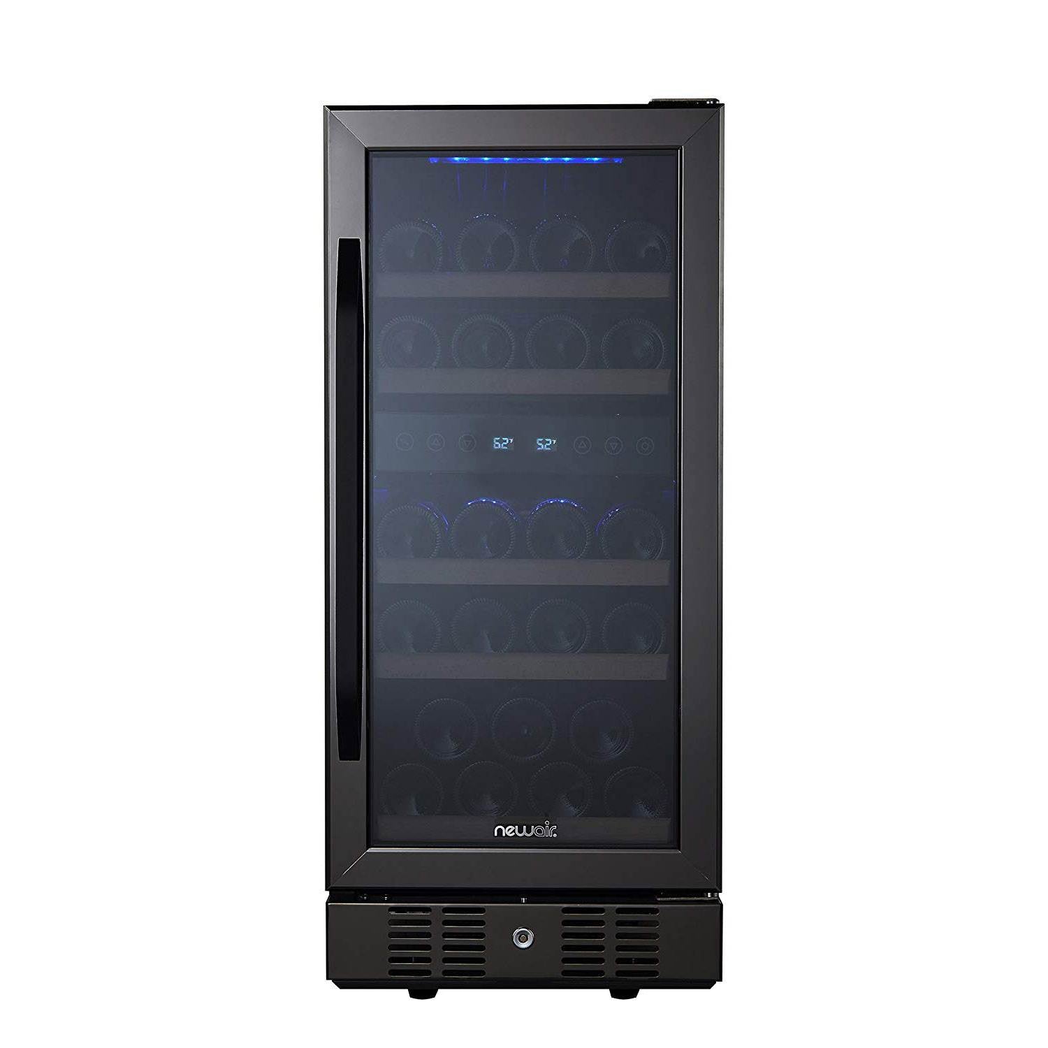 NewAir AWR-290DB 29 Bottle Built In Compressor Adjustable Wine Cooler, Black
